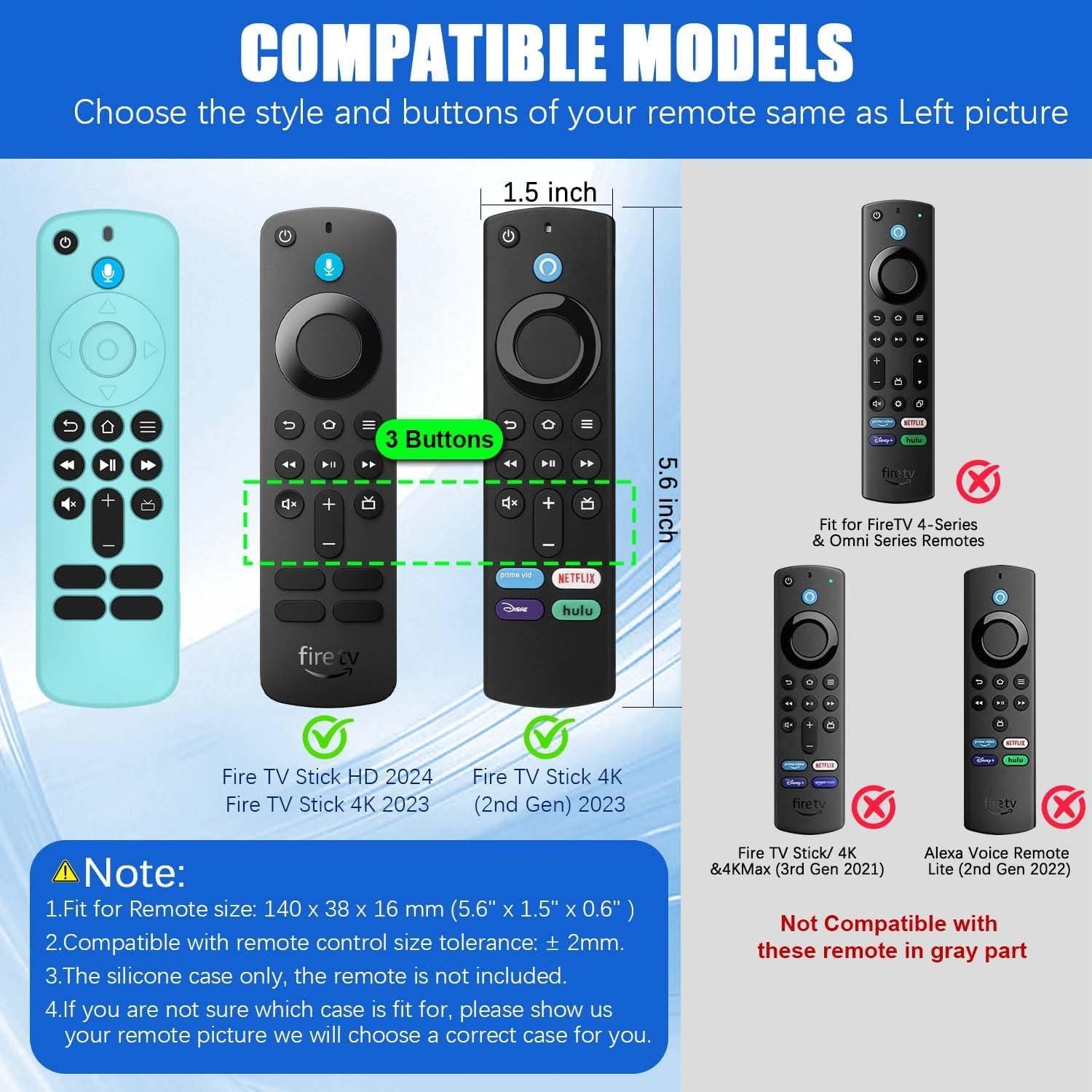 Funda de Silicona para Control Remoto Fire TV Stick HD/4K 2024/2023