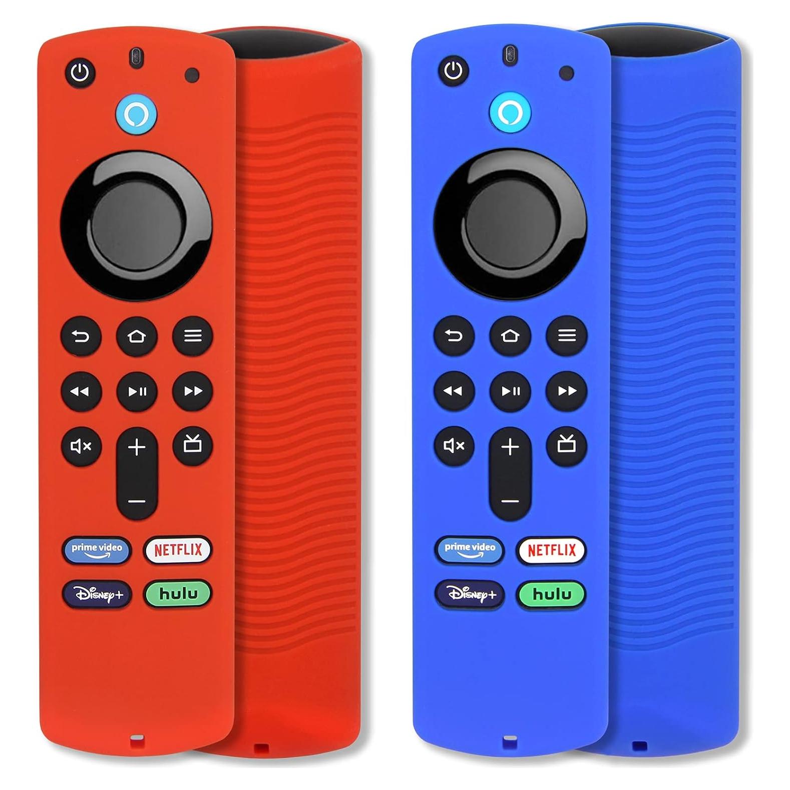 Funda de Control Remoto Pinowu para Firestick 4K Alexa - Rojo y Azul