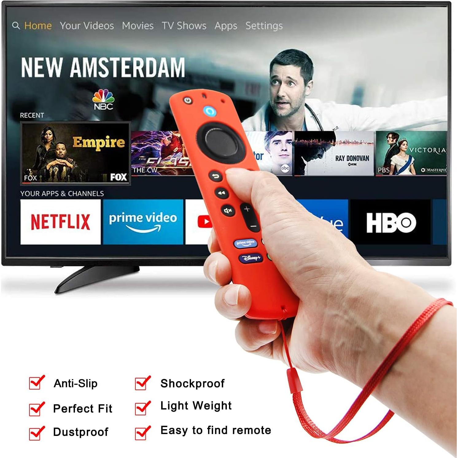 Funda de Control Remoto Pinowu para Firestick 4K Alexa - Rojo y Azul