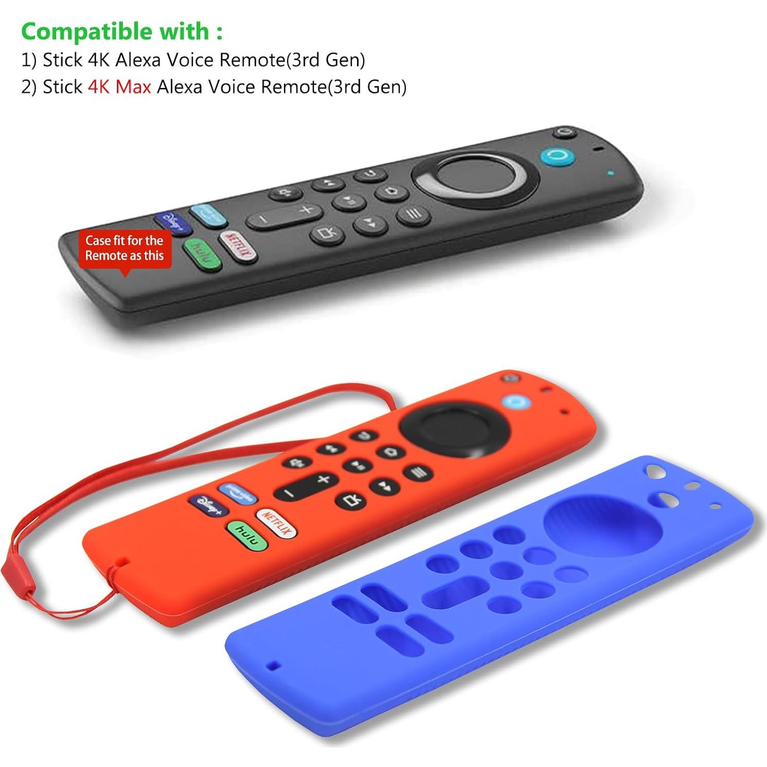 Funda de Control Remoto Pinowu para Firestick 4K Alexa - Rojo y Azul