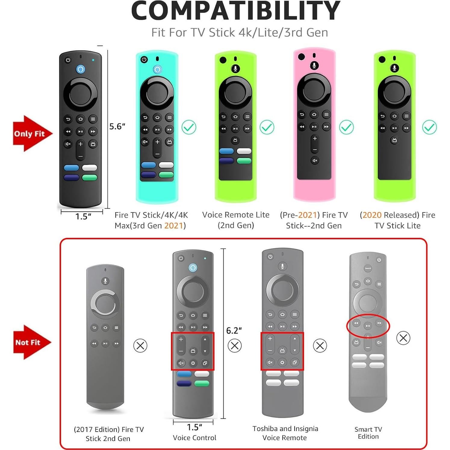 Funda de Control Remoto ONEBOM Fire Stick 3ra Gen Brillante