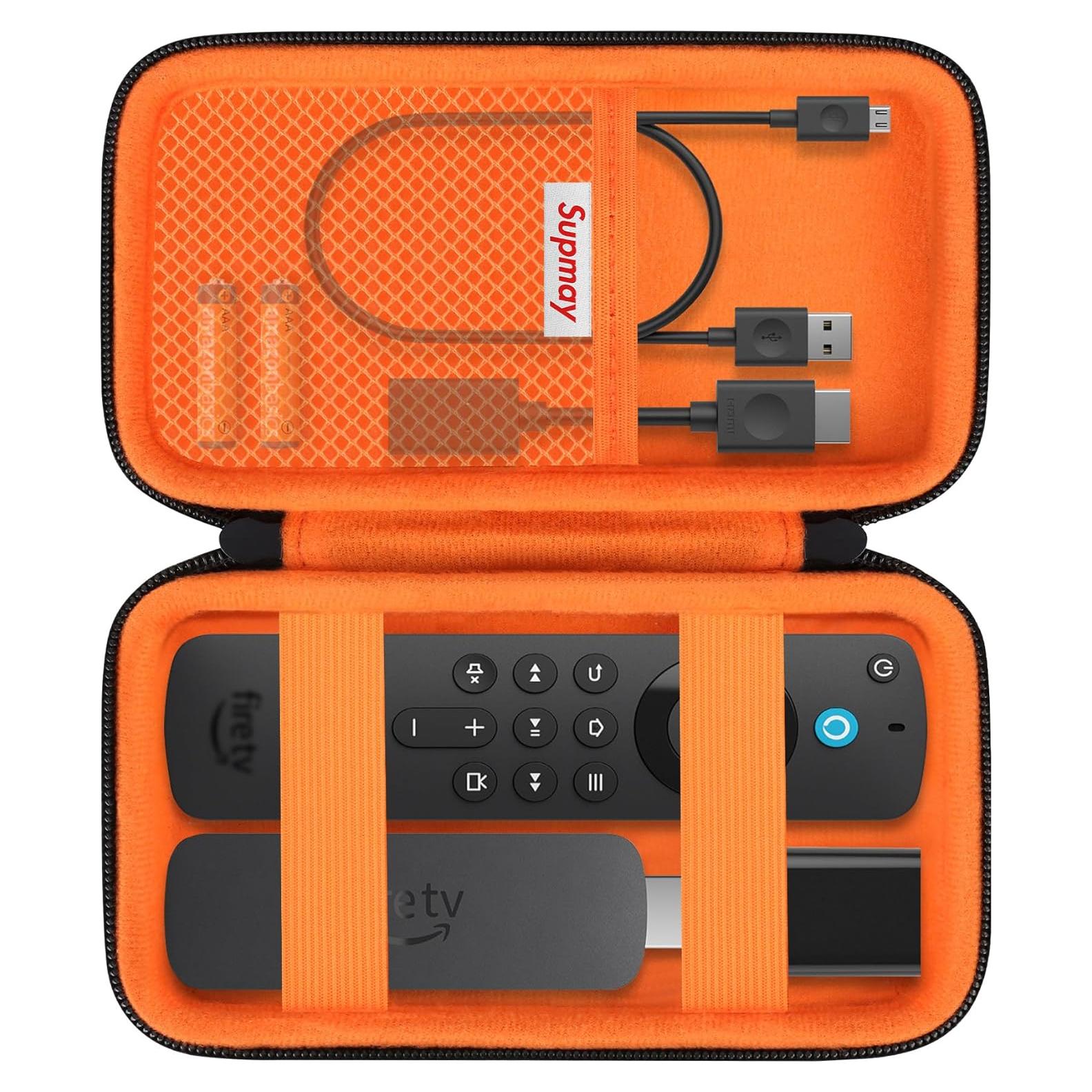 Funda Dura Supmay para Amazon Fire TV Stick 4K - Negro/Naranja