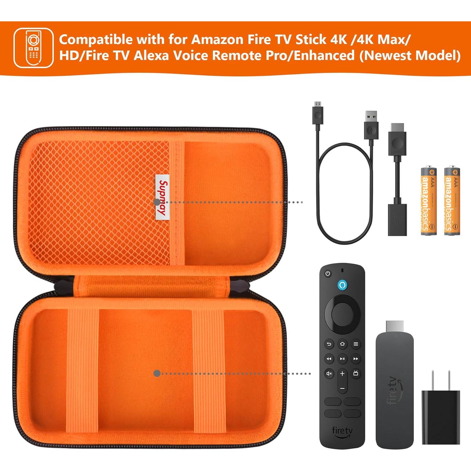 Funda Dura Supmay para Amazon Fire TV Stick 4K - Negro/Naranja