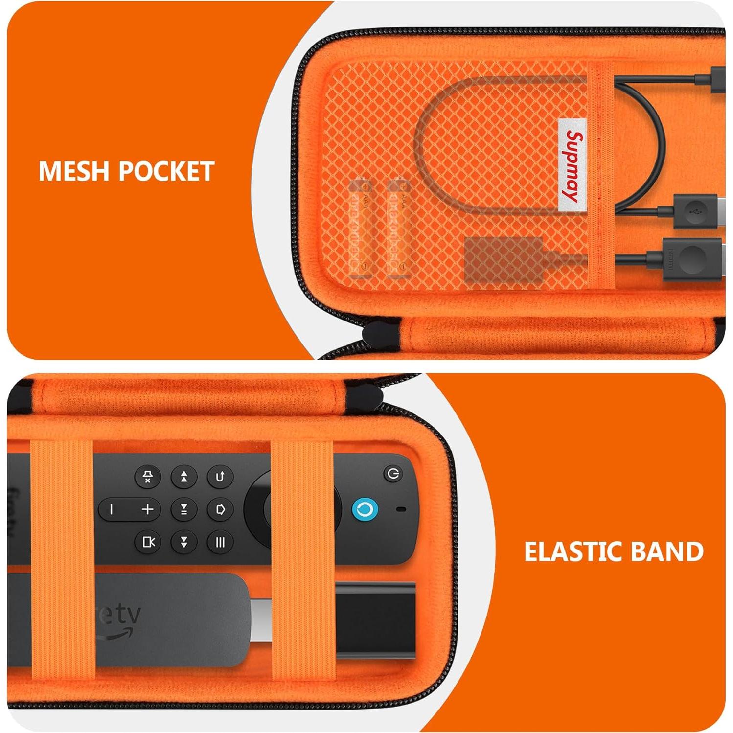Funda Dura Supmay para Amazon Fire TV Stick 4K - Negro/Naranja