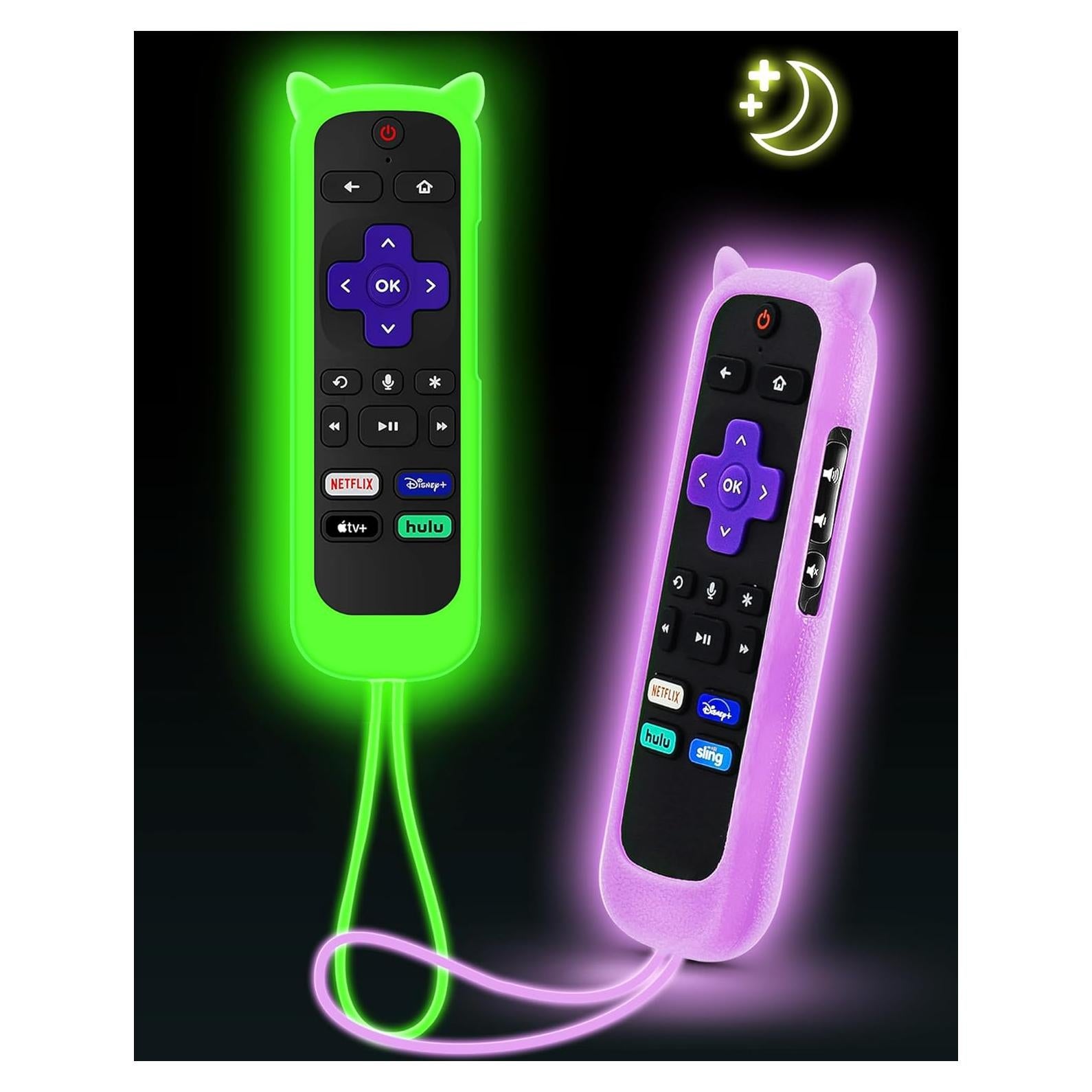 Funda de Silicona para Control Remoto Roku ONEBOM 2 Pack Verde/Púrpura