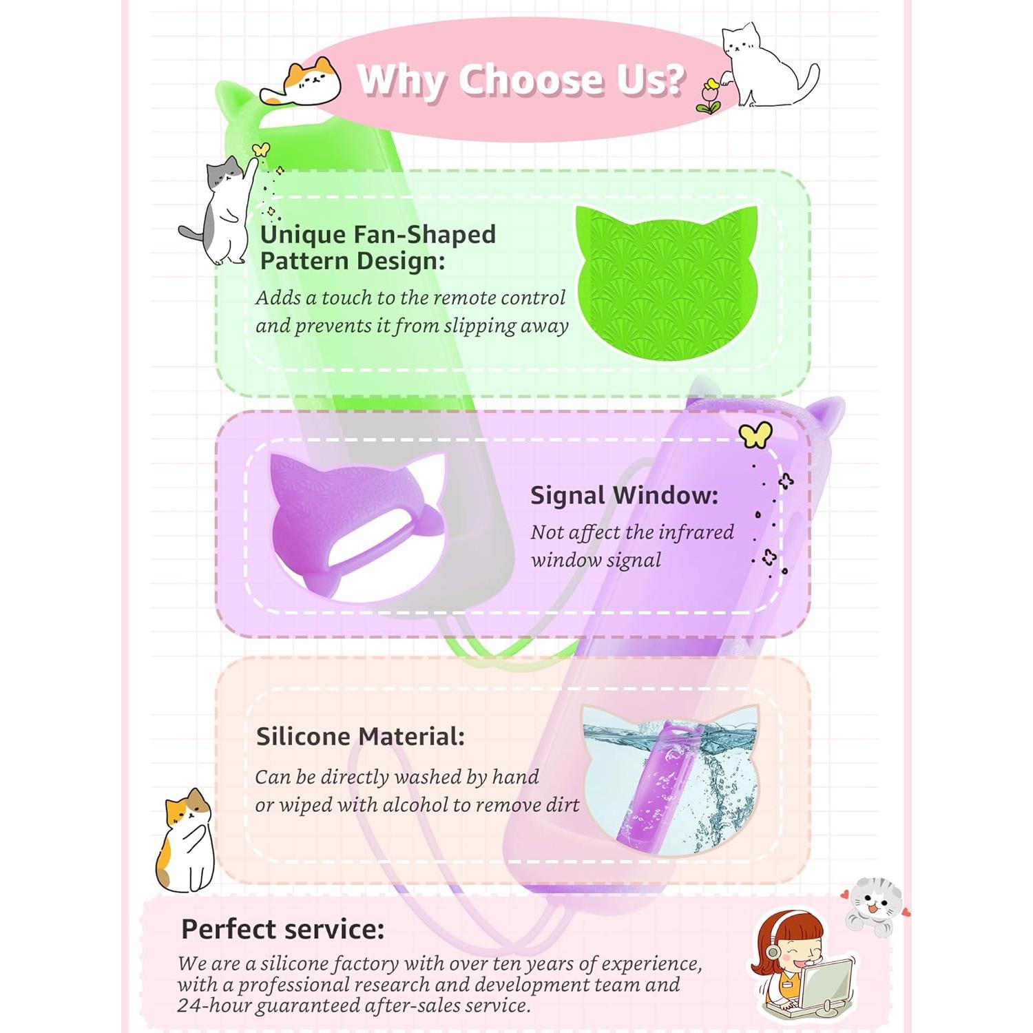 Funda de Silicona para Control Remoto Roku ONEBOM 2 Pack Verde/Púrpura