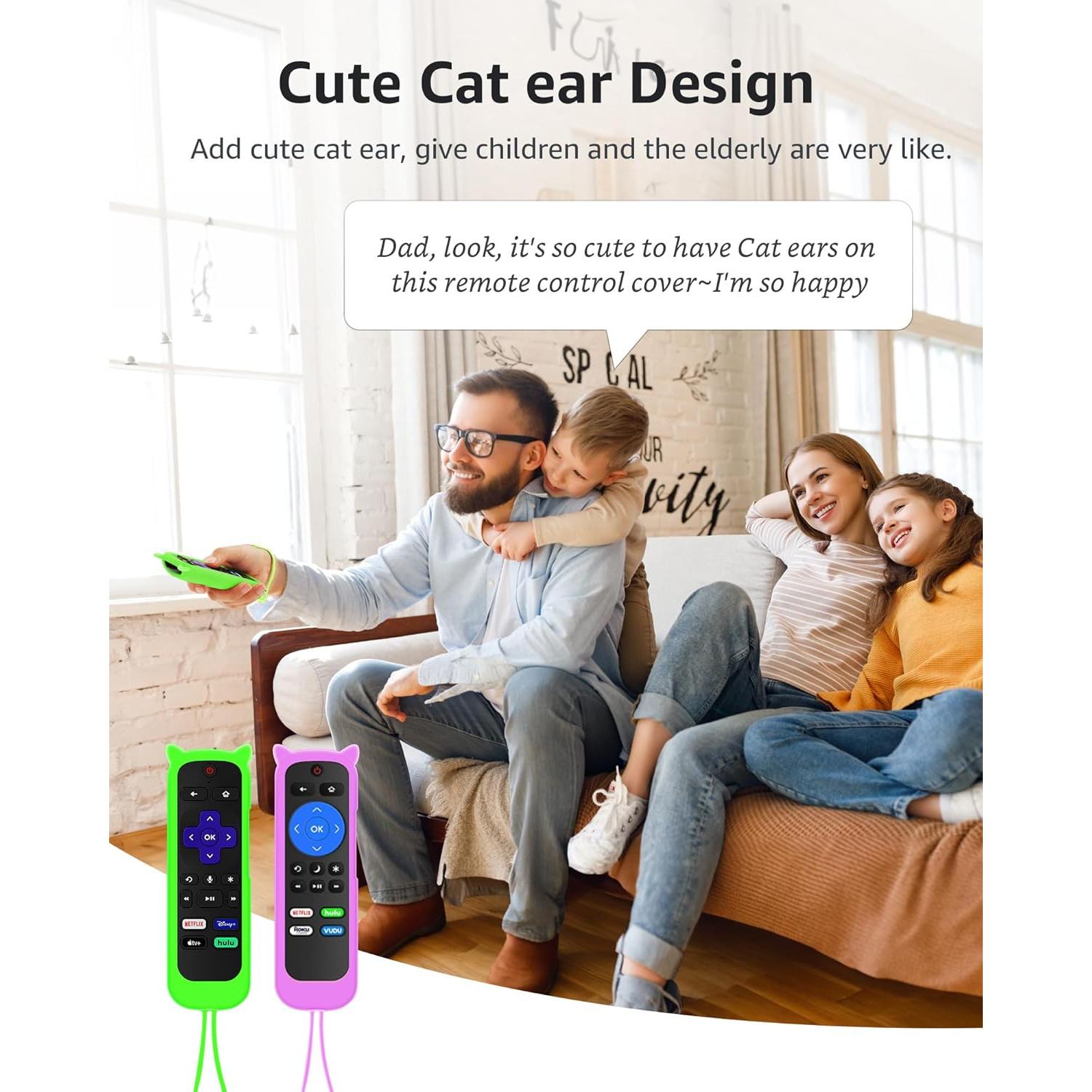 Funda de Silicona para Control Remoto Roku ONEBOM 2 Pack Verde/Púrpura