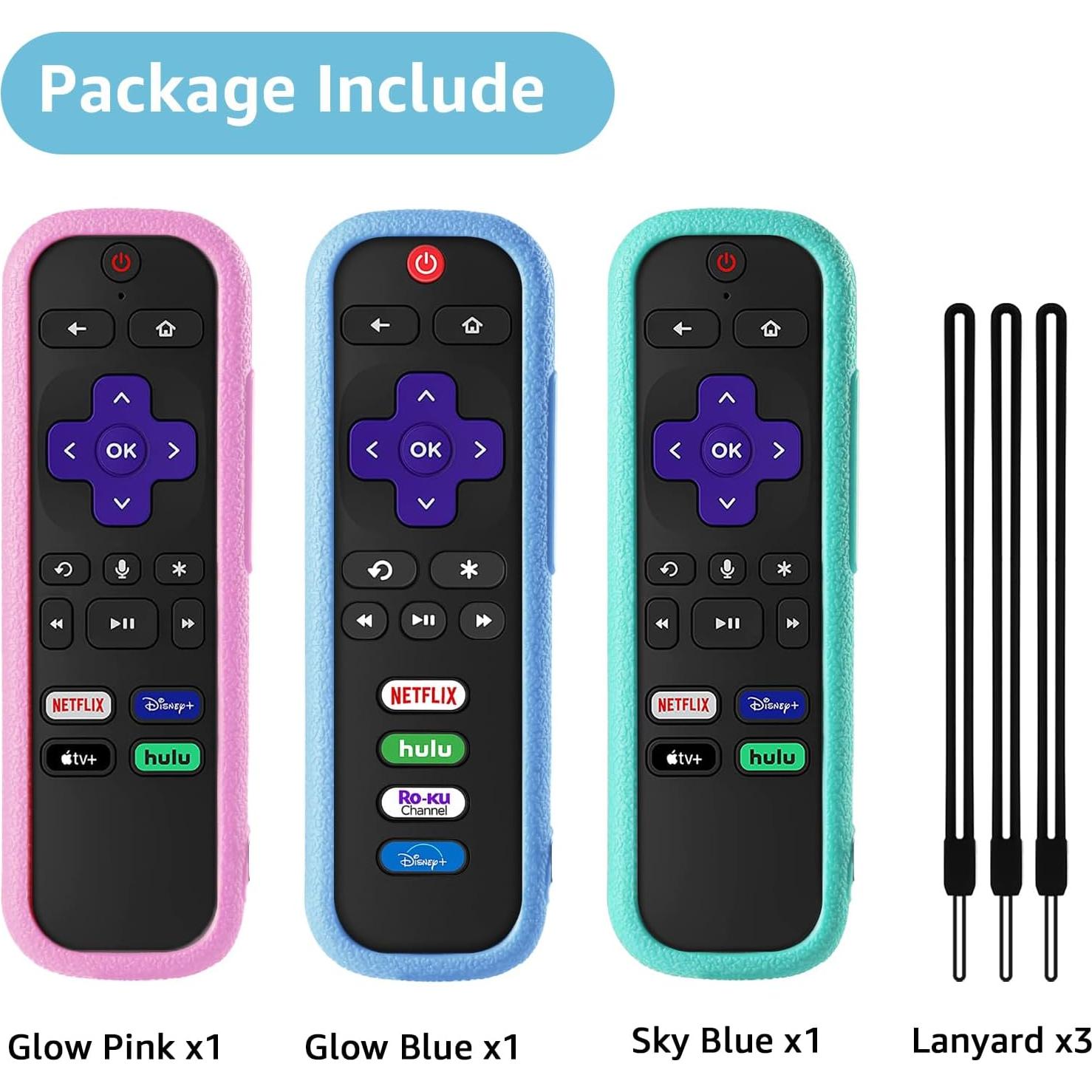 Paquete de 3 fundas de silicona para control remoto Roku