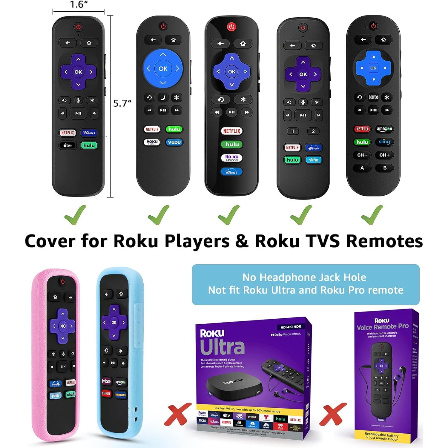 Paquete de 3 fundas de silicona para control remoto Roku