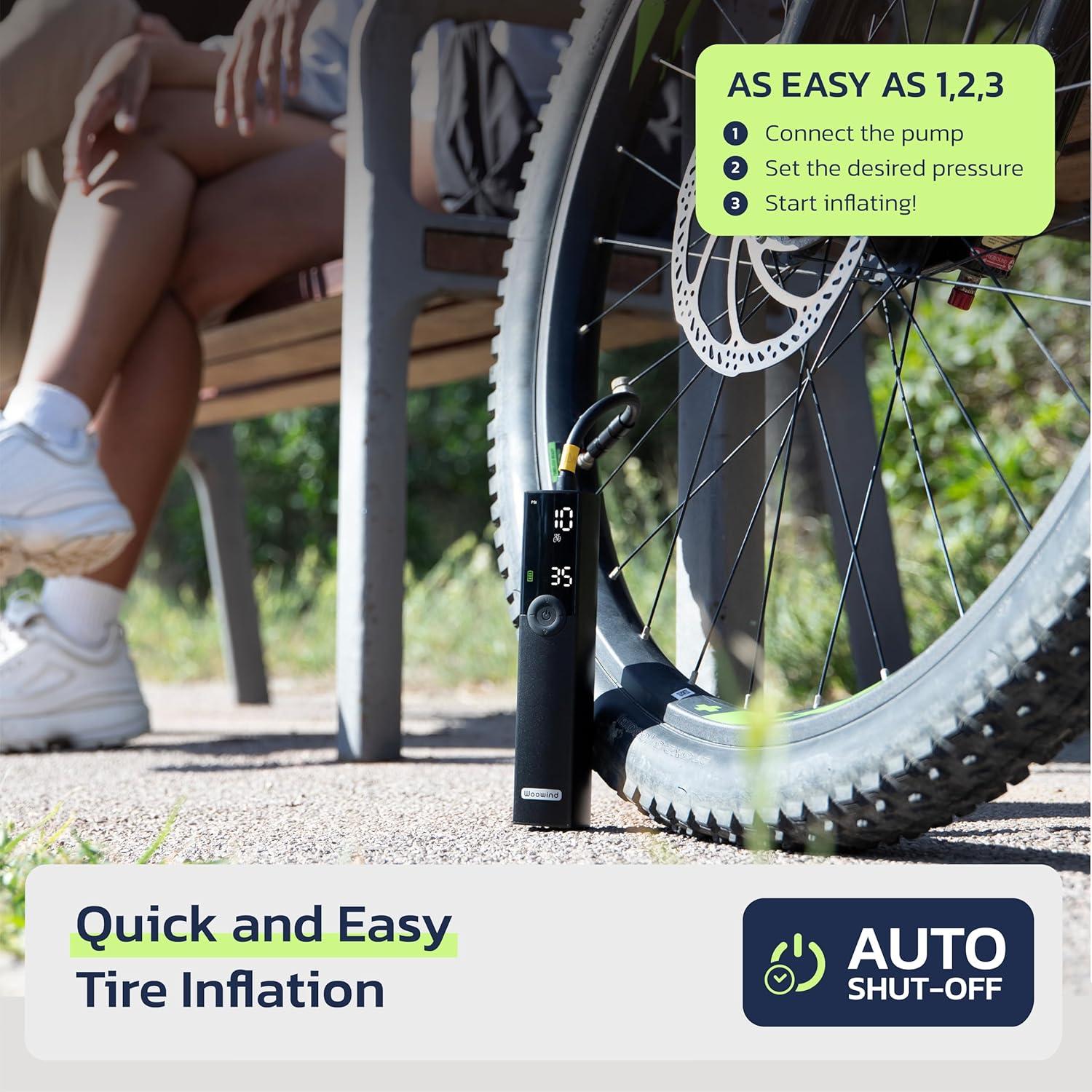 Bomba de Bicicleta Eléctrica Woowind BP188 120PSI Portátil