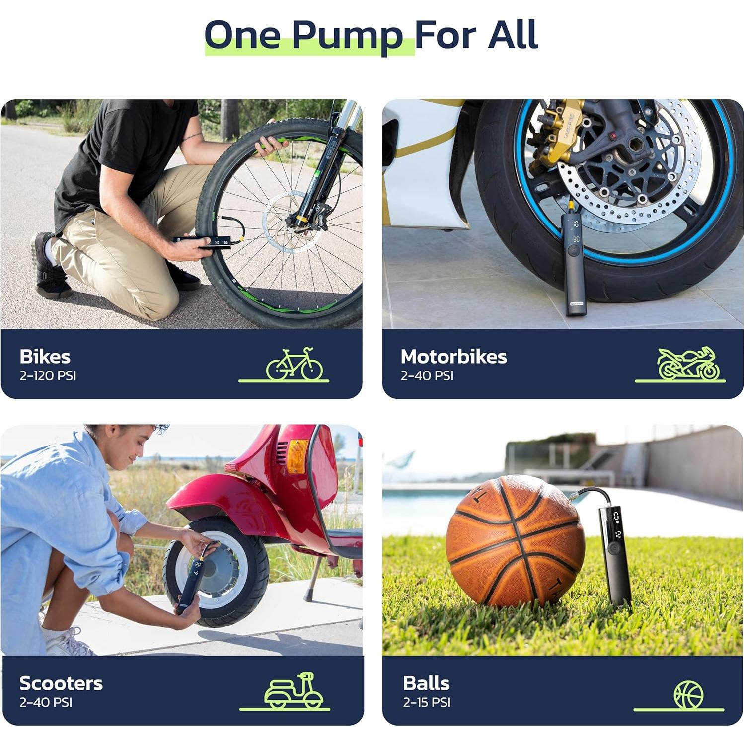 Bomba de Bicicleta Eléctrica Woowind BP188 120PSI Portátil