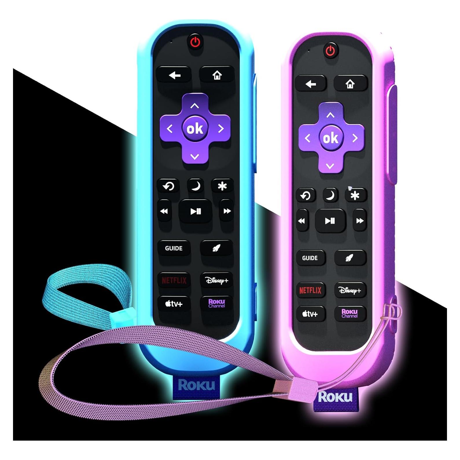 Funda de Silicona para Control Remoto Roku Pro - 2 Paquetes Morado Azul