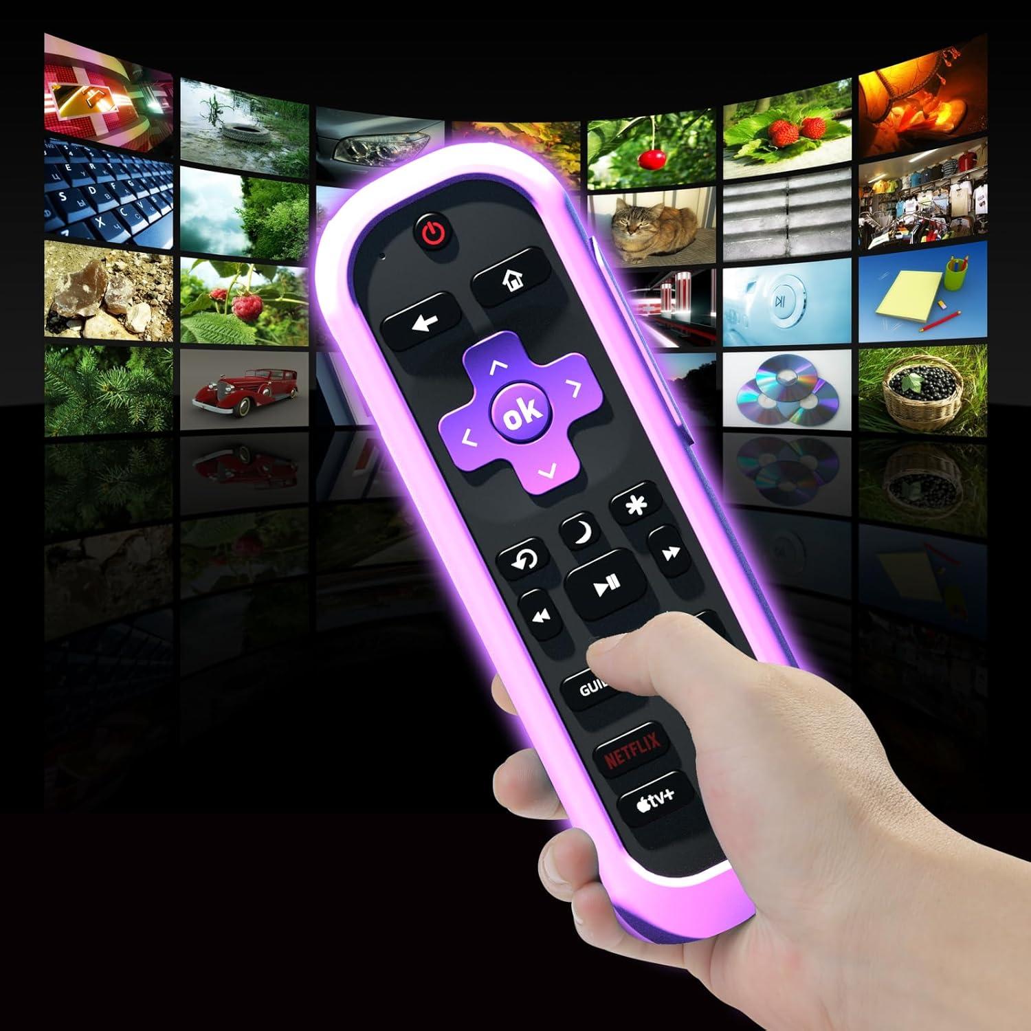 Funda de Silicona para Control Remoto Roku Pro - 2 Paquetes Morado Azul