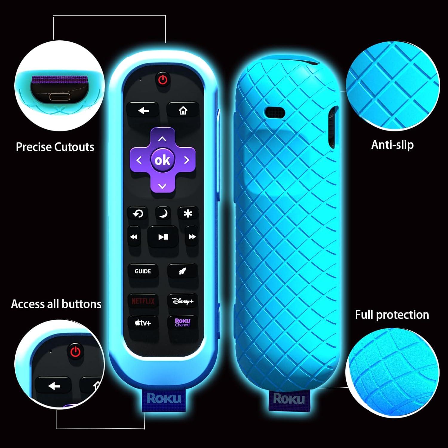 Funda de Silicona para Control Remoto Roku Pro - 2 Paquetes Morado Azul