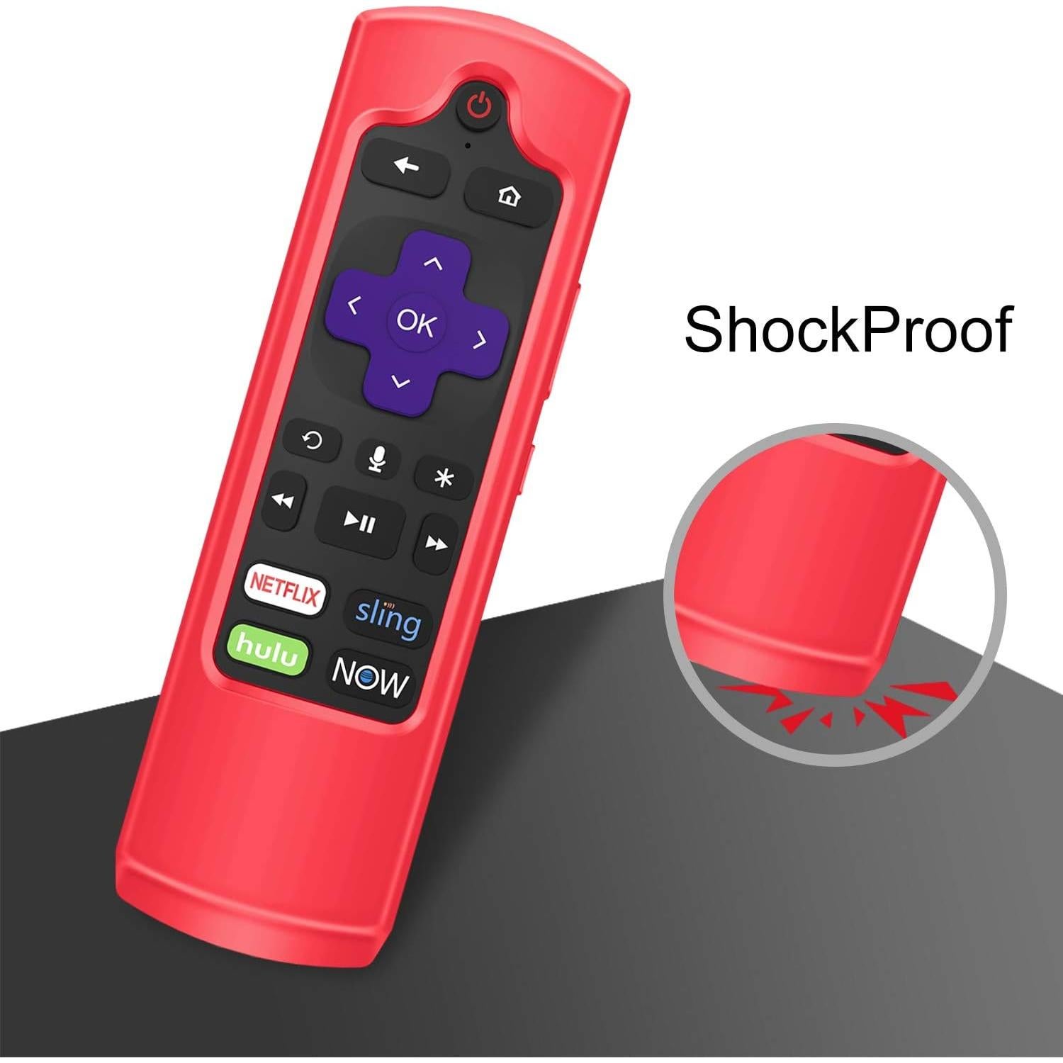Funda Remota CaseBot Roja para Control Remoto Roku 4K+ y más