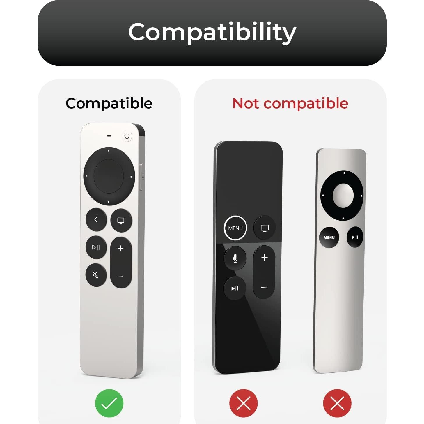 Funda híbrida TotalMount para control remoto Apple TV - Negro