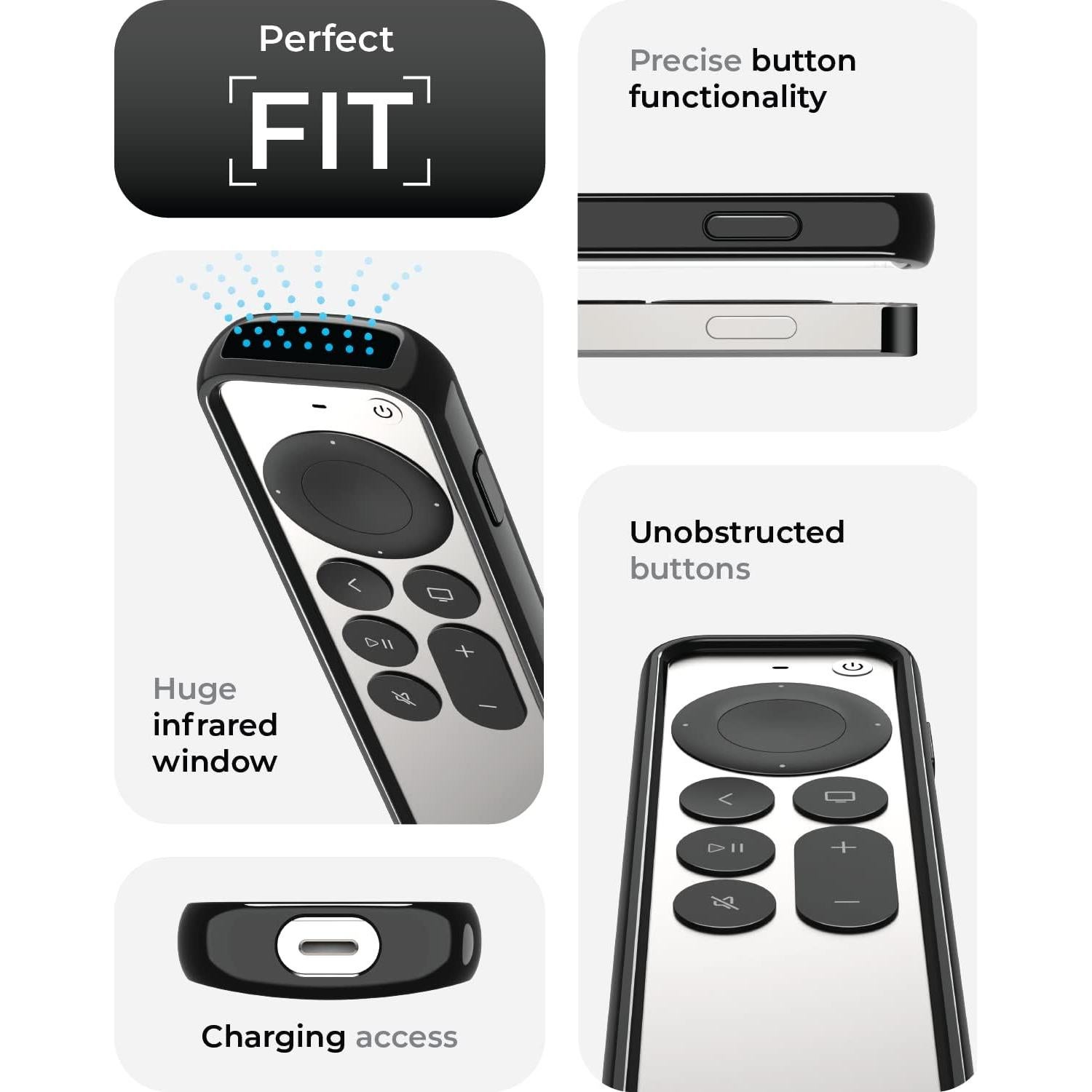Funda híbrida TotalMount para control remoto Apple TV - Negro