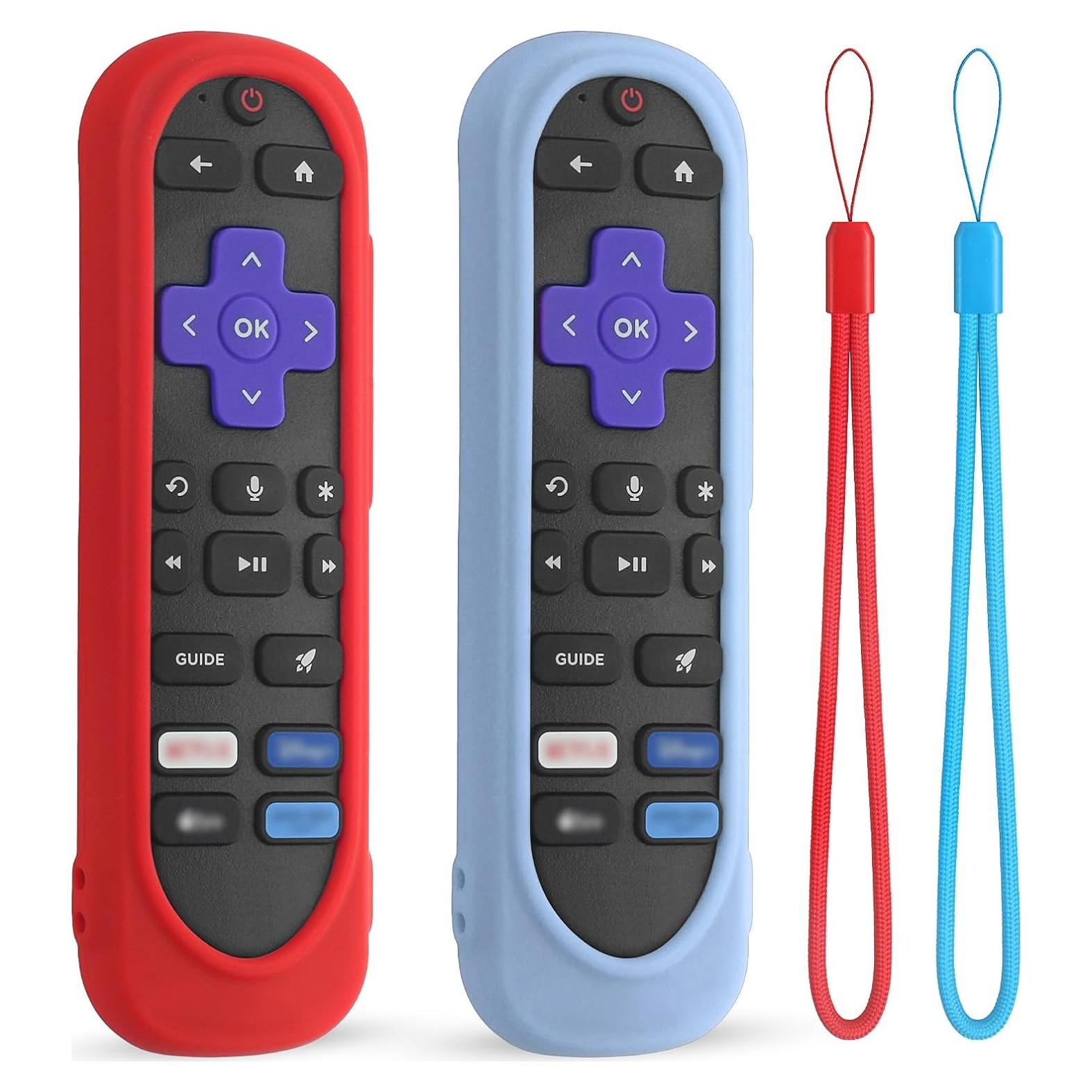 Funda de Silicona DUOLAXMENG para Control Remoto Roku - Rojo y Azul