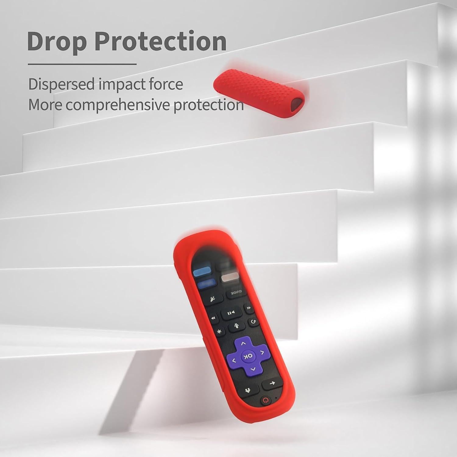 Funda de Silicona DUOLAXMENG para Control Remoto Roku - Rojo y Azul