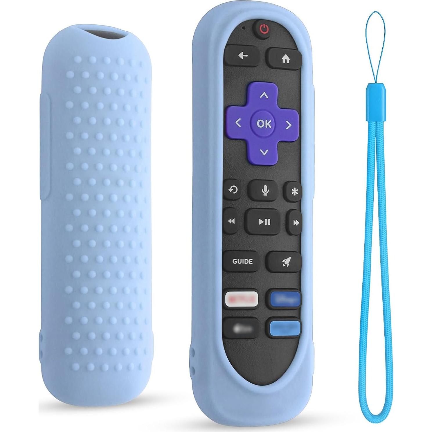 Funda de Silicona DUOLAXMENG para Control Remoto Roku - Rojo y Azul