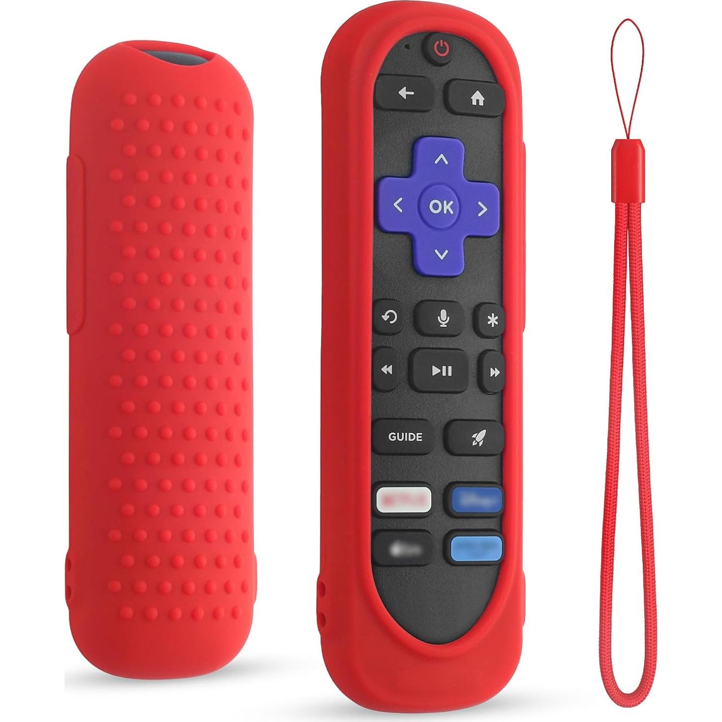Funda de Silicona DUOLAXMENG para Control Remoto Roku - Rojo y Azul