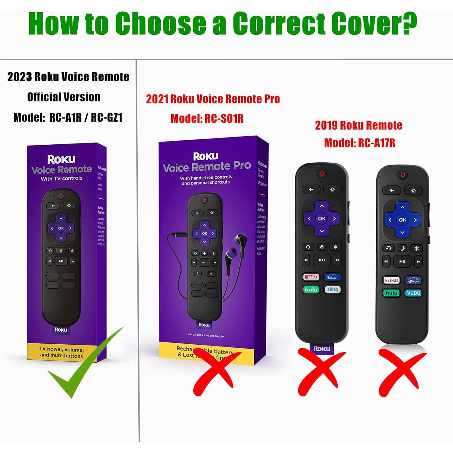 Glowing Blue Remote Cover Replacement for Roku Voice Remote (Official) Control RCA1R, RC-GZ1- Anti-Slip Silicone Case with Lanyard, Glow in The Dark