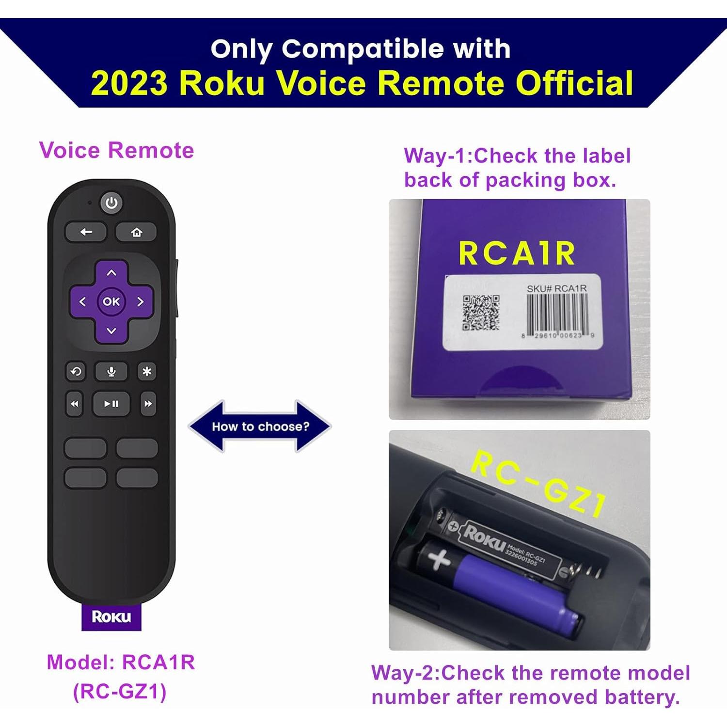 Glowing Blue Remote Cover Replacement for Roku Voice Remote (Official) Control RCA1R, RC-GZ1- Anti-Slip Silicone Case with Lanyard, Glow in The Dark
