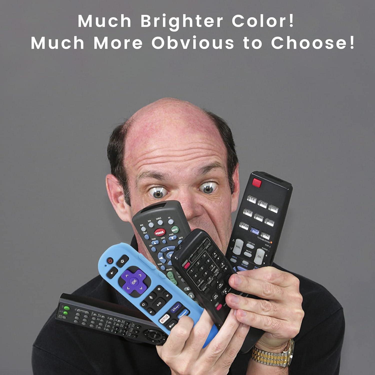 Glowing Blue Remote Cover Replacement for Roku Voice Remote (Official) Control RCA1R, RC-GZ1- Anti-Slip Silicone Case with Lanyard, Glow in The Dark