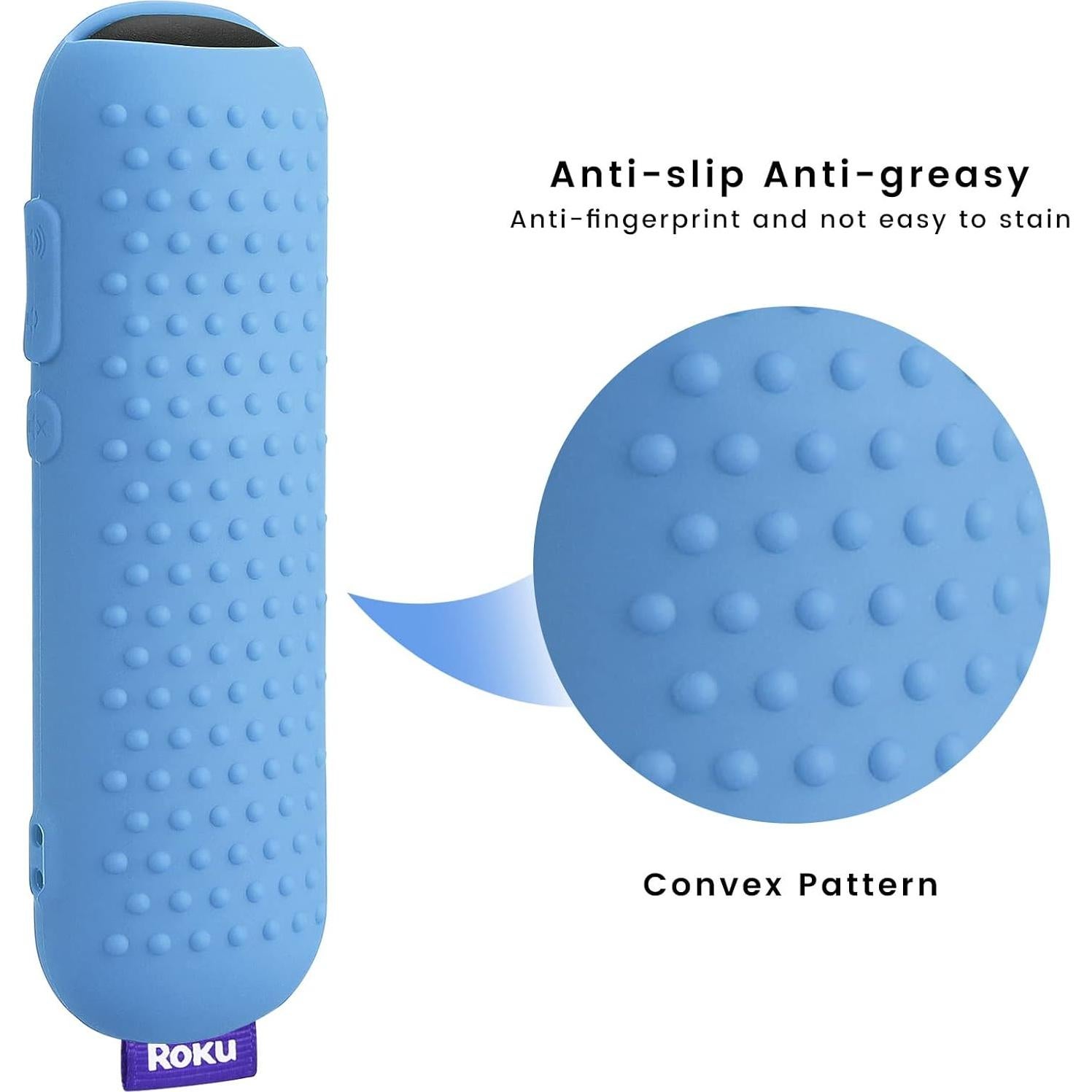 Glowing Blue Remote Cover Replacement for Roku Voice Remote (Official) Control RCA1R, RC-GZ1- Anti-Slip Silicone Case with Lanyard, Glow in The Dark