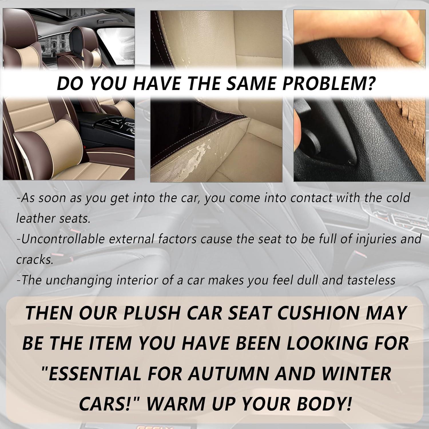 Cojines de Asiento de Coche Carleef 2 Piezas Felpa Antideslizante