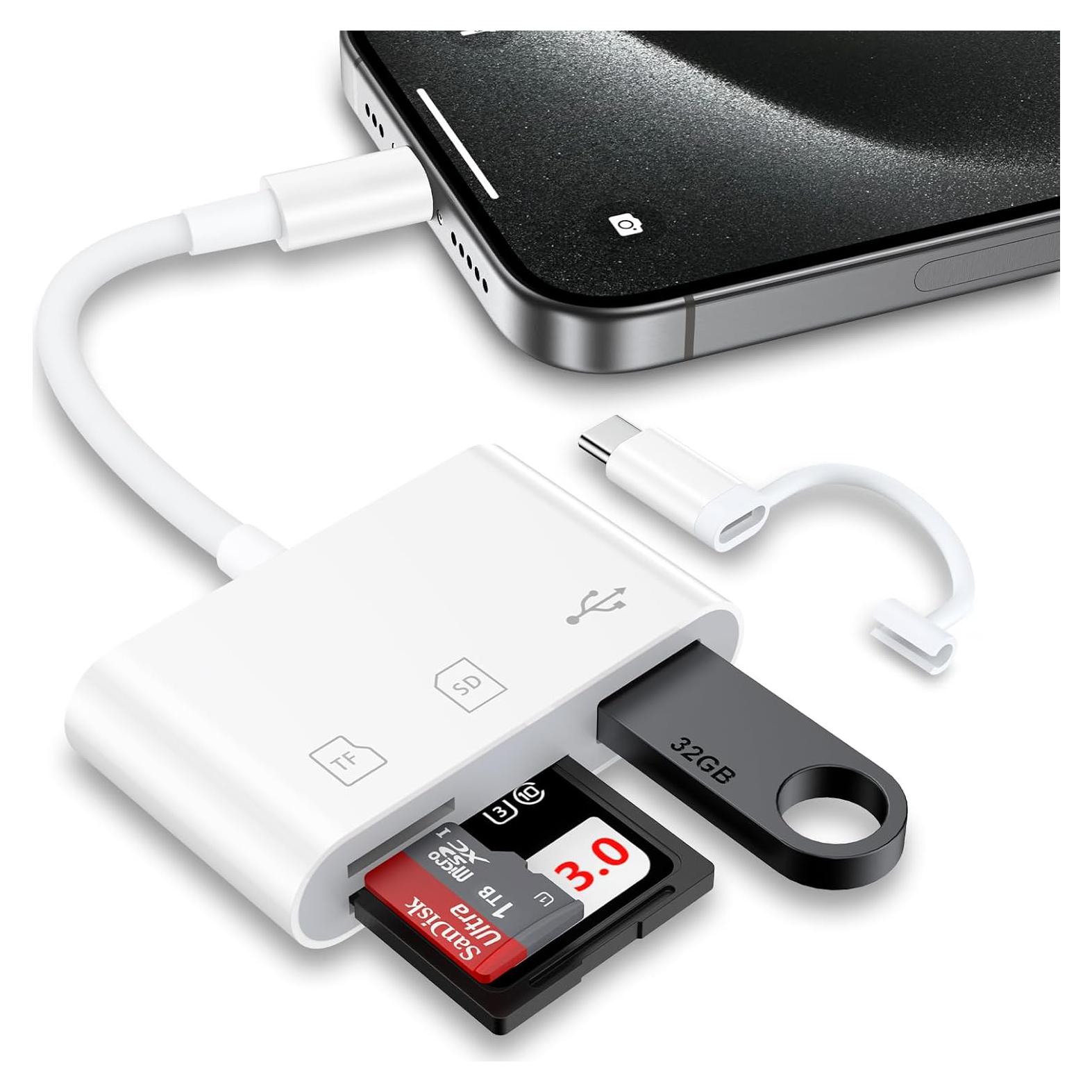 Lector de Tarjetas SD 4-en-1 Kigpozi para iPhone y iPad