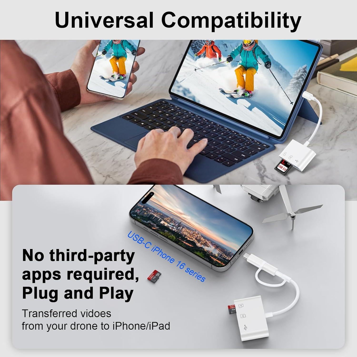 Lector de Tarjetas SD 4-en-1 Kigpozi para iPhone y iPad