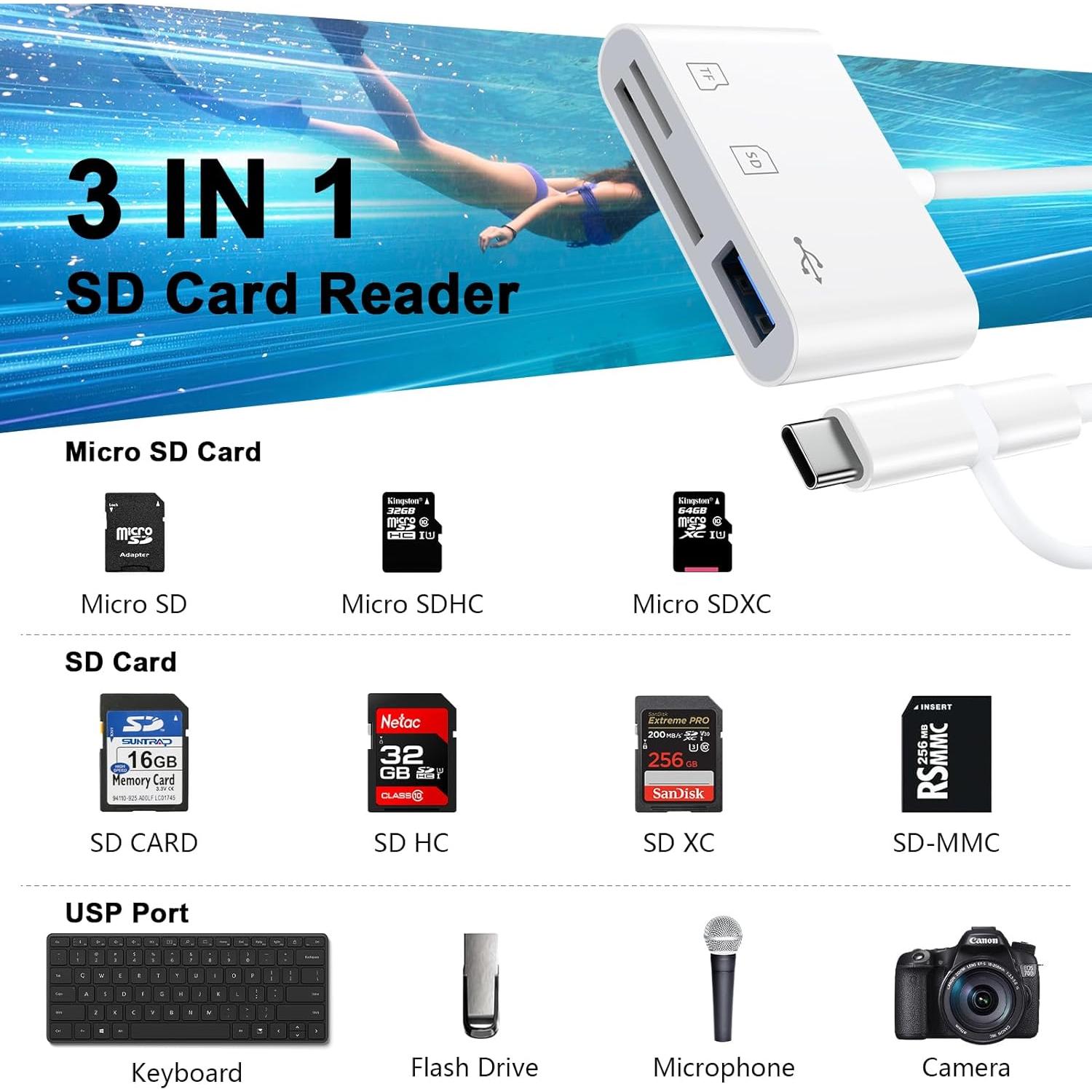 Lector de Tarjetas SD 4-en-1 Kigpozi para iPhone y iPad