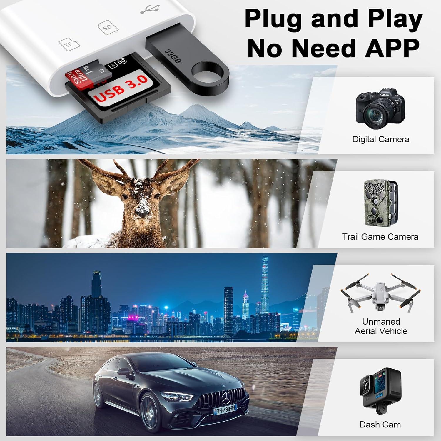 Lector de Tarjetas SD 4-en-1 Kigpozi para iPhone y iPad