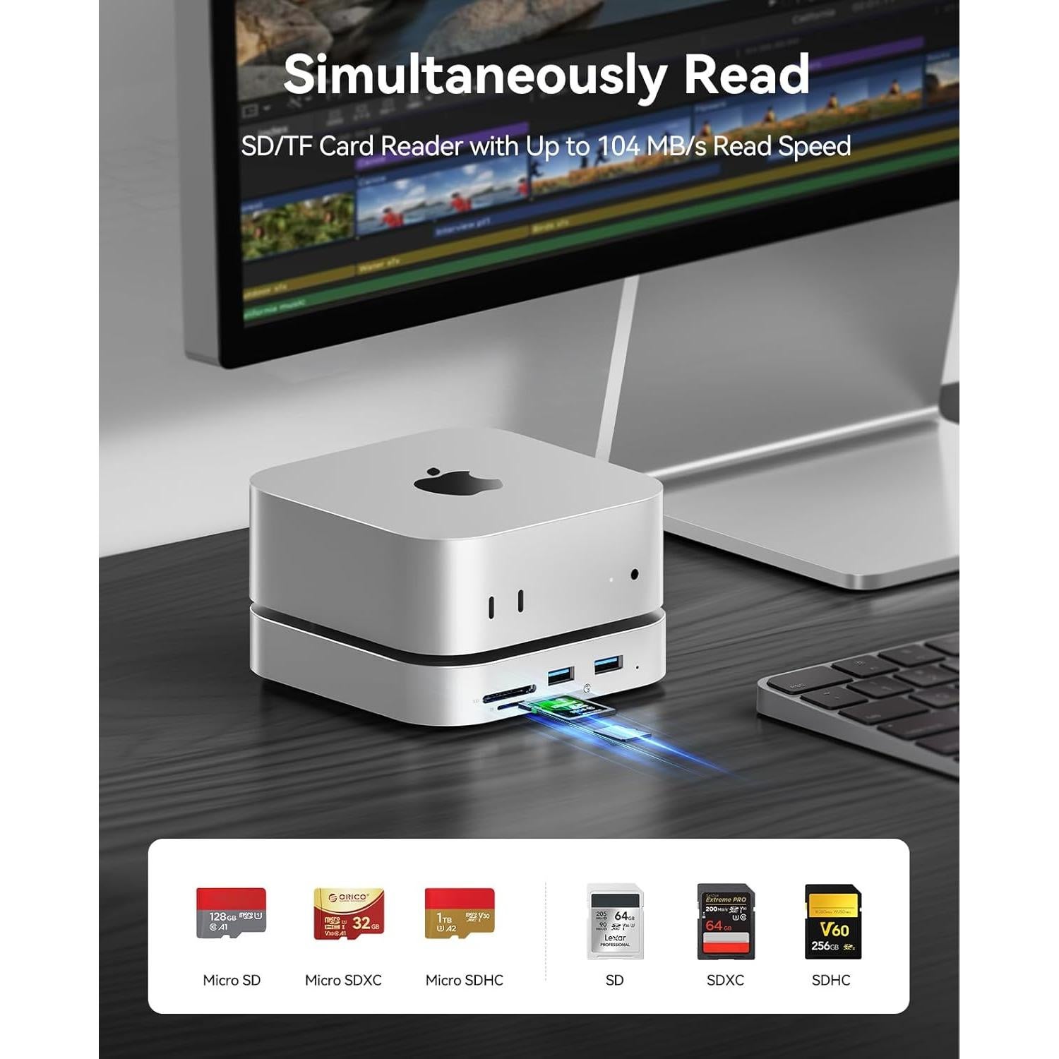 Hub ORICO MiniLink Mac Mini M4 con 4 Puertos USB 3.0