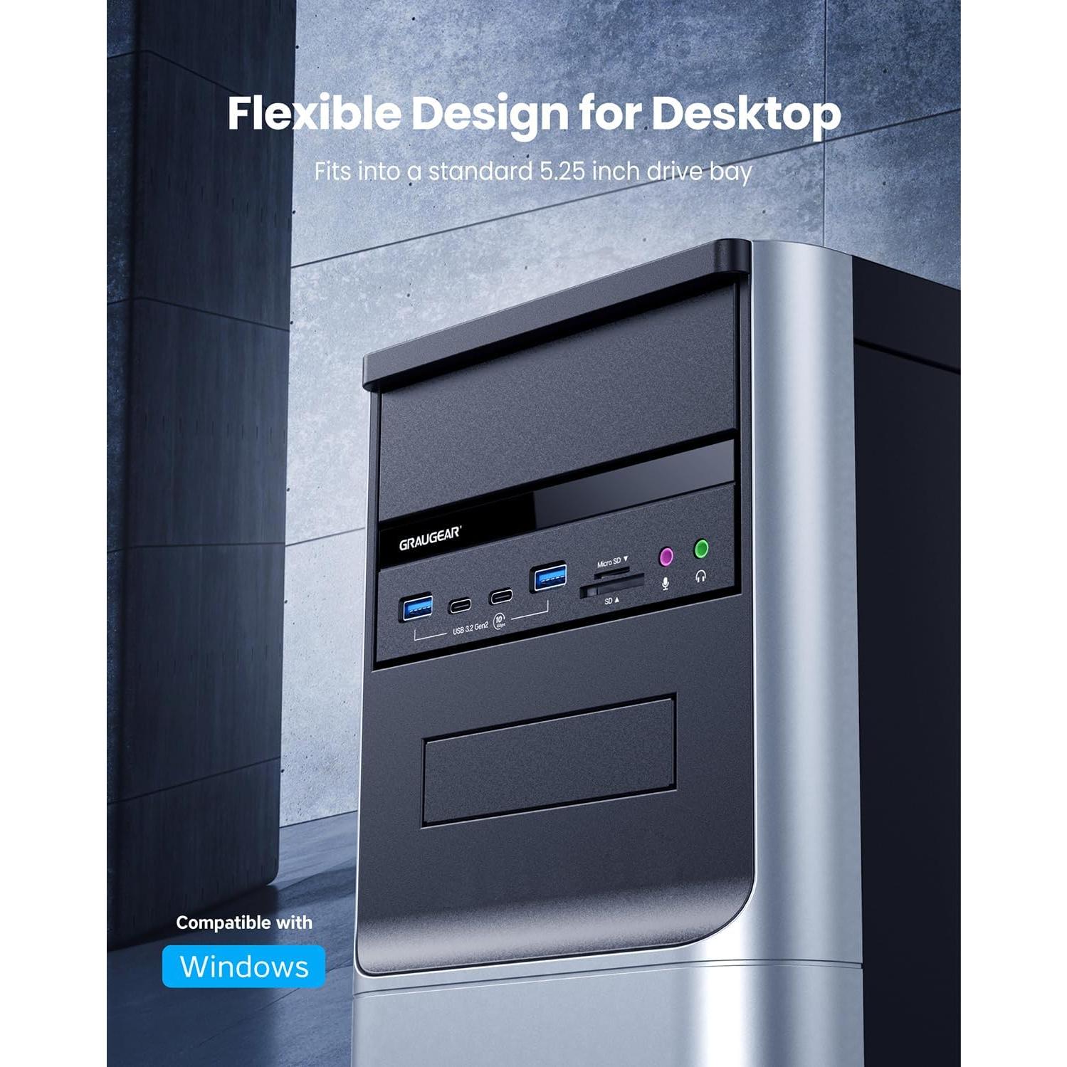 Lector de Tarjetas GRAUGEAR USB 3.2 5.25" con Audio