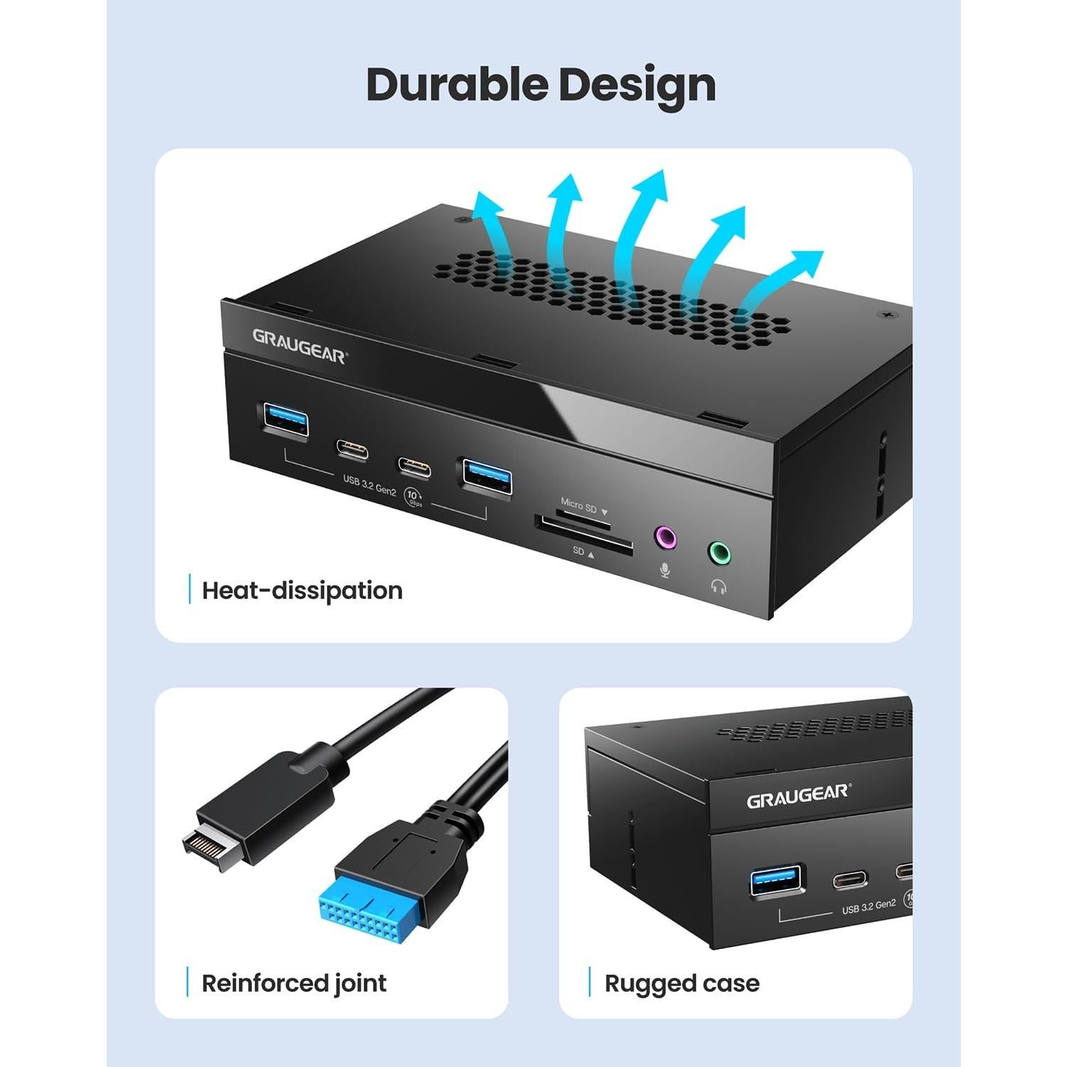 Lector de Tarjetas GRAUGEAR USB 3.2 5.25" con Audio