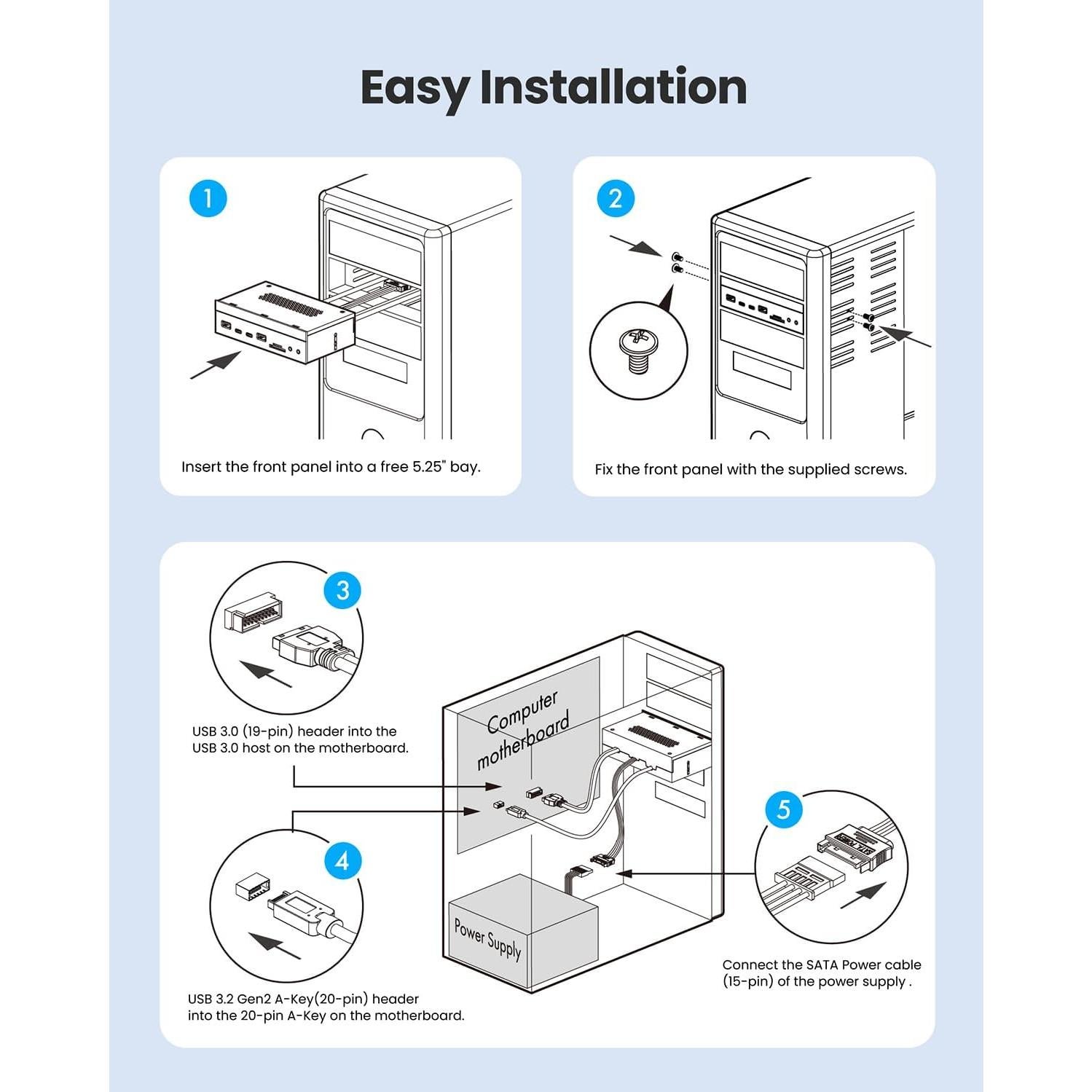 Lector de Tarjetas GRAUGEAR USB 3.2 5.25" con Audio