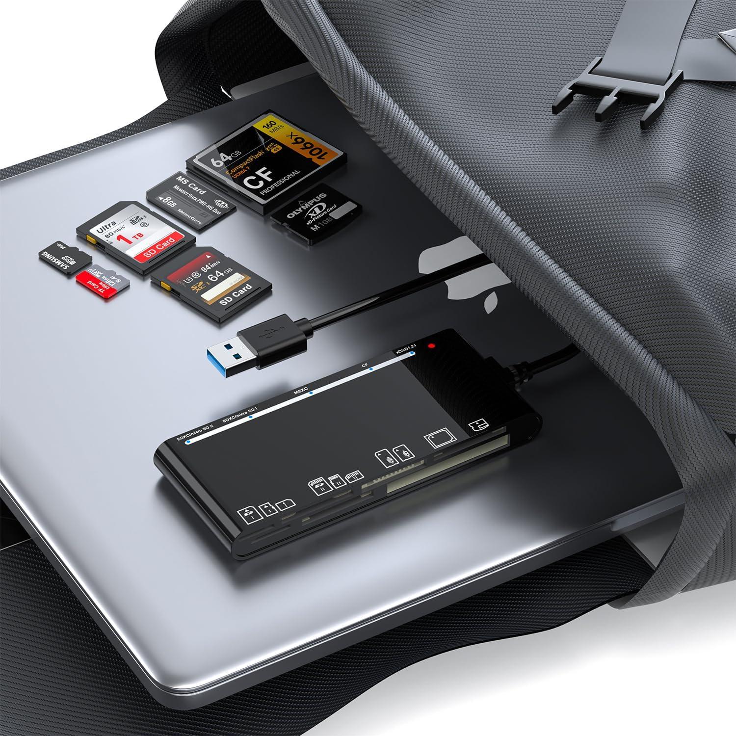 Lector de Tarjetas 7-en-1 Rocketek USB 3.0 para SD/CF/MS