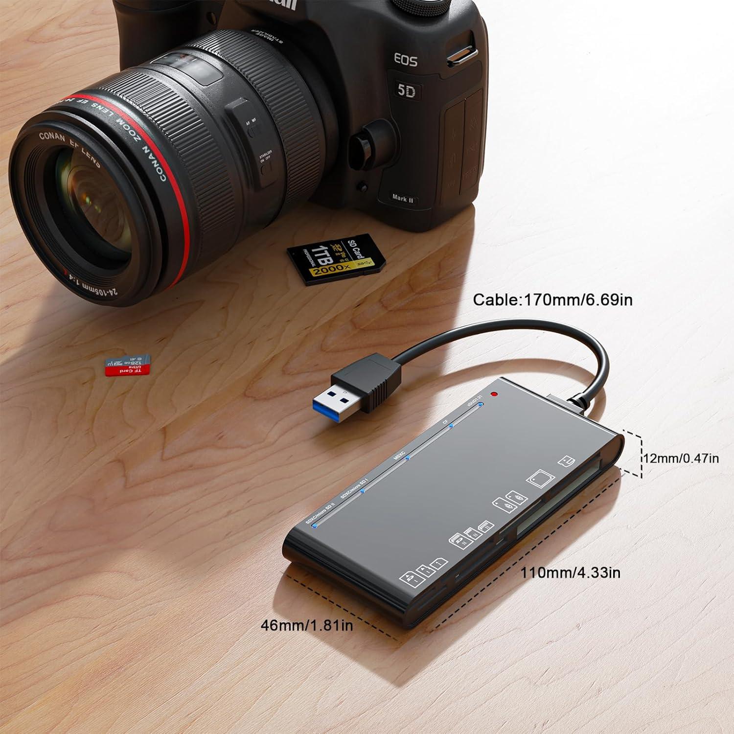 Lector de Tarjetas 7-en-1 Rocketek USB 3.0 para SD/CF/MS