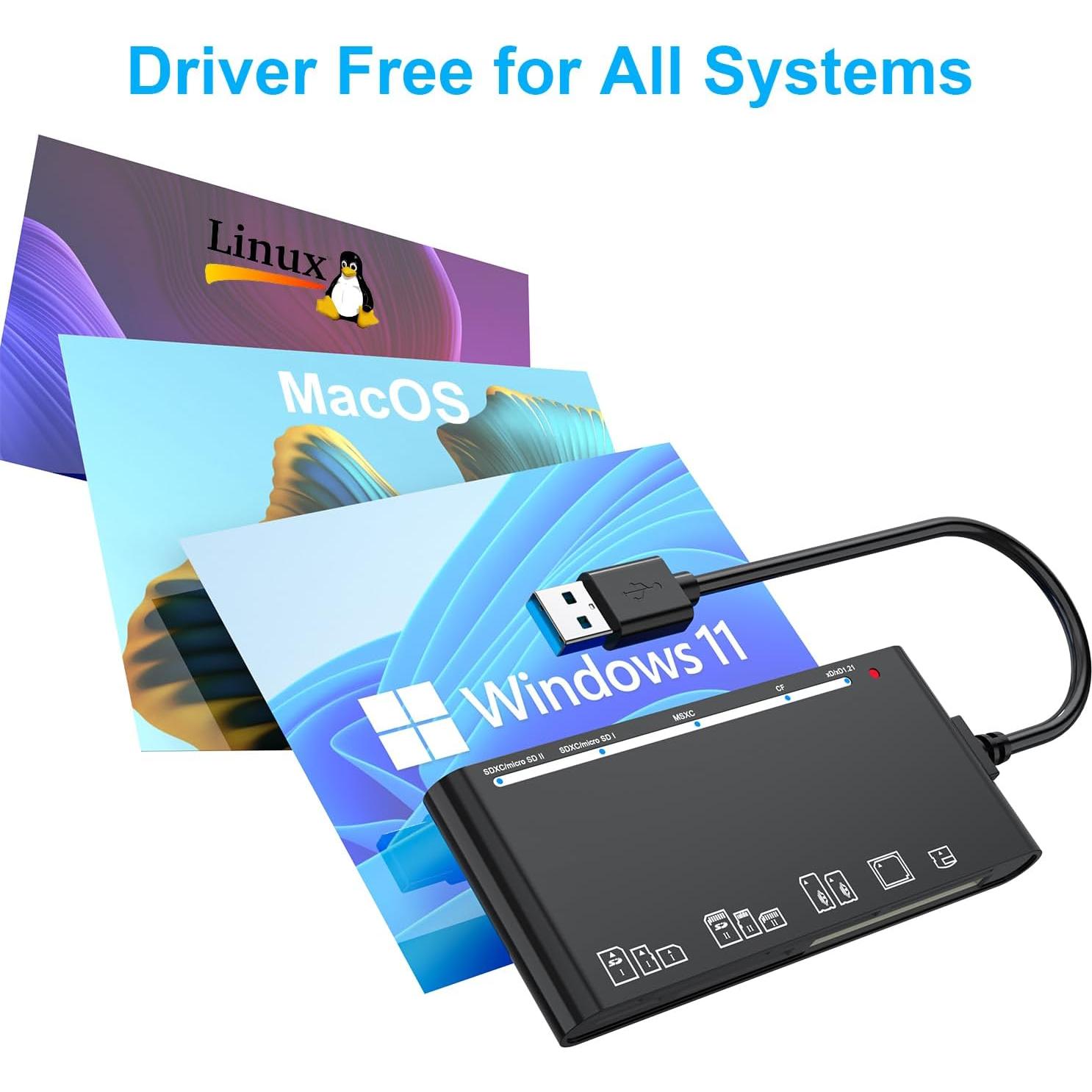 Lector de Tarjetas 7-en-1 Rocketek USB 3.0 para SD/CF/MS