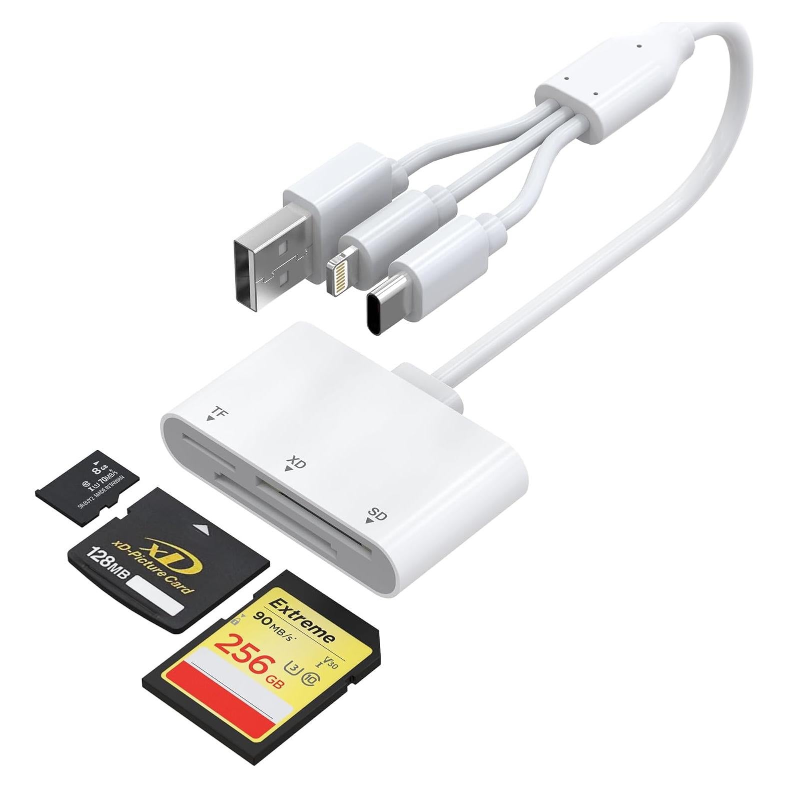 Lector de Tarjetas SD Ardaddyn 3-en-1 Lightning USB-C