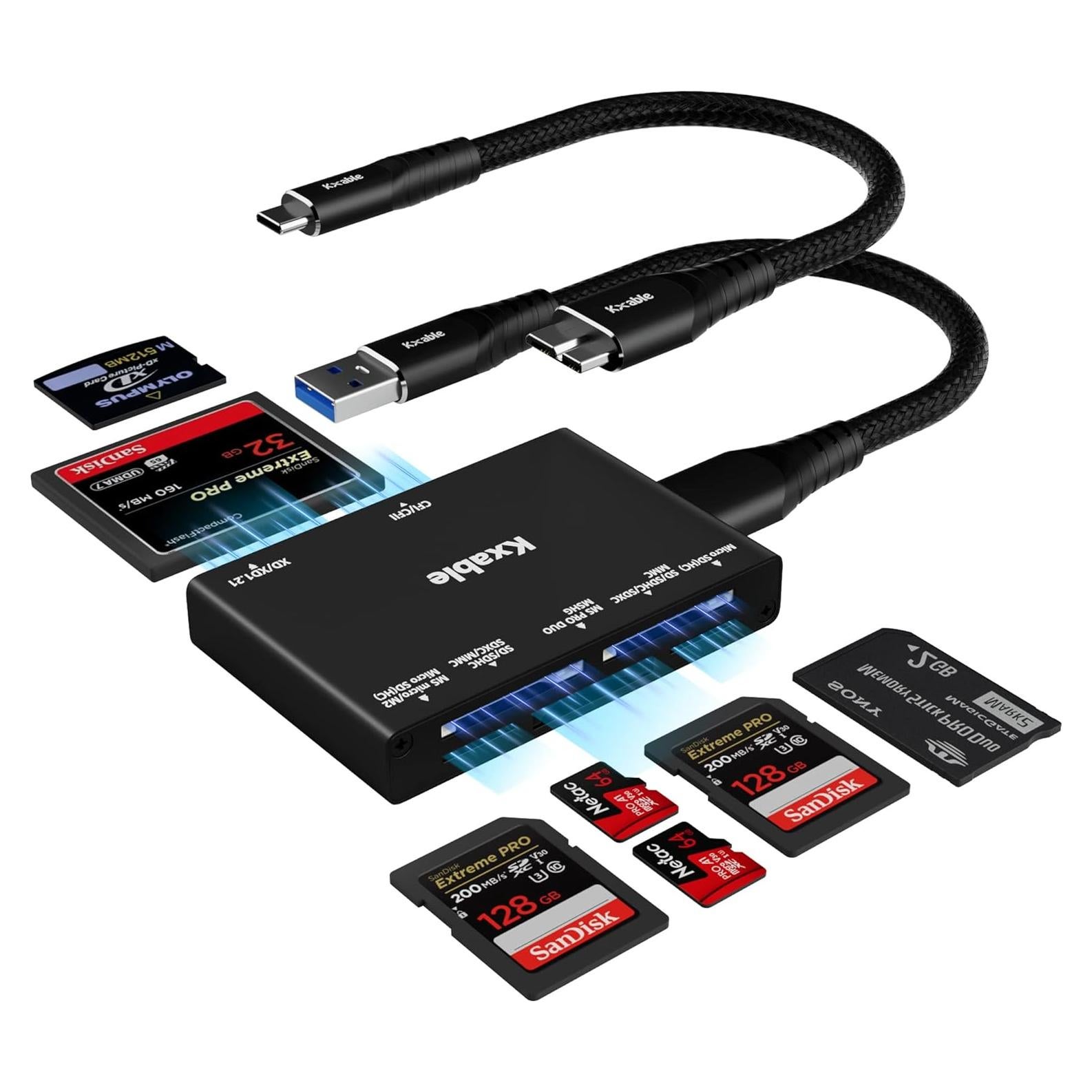 Lector de Tarjetas SD 7 en 1 Kxable USB 3.0 5Gbps Negro