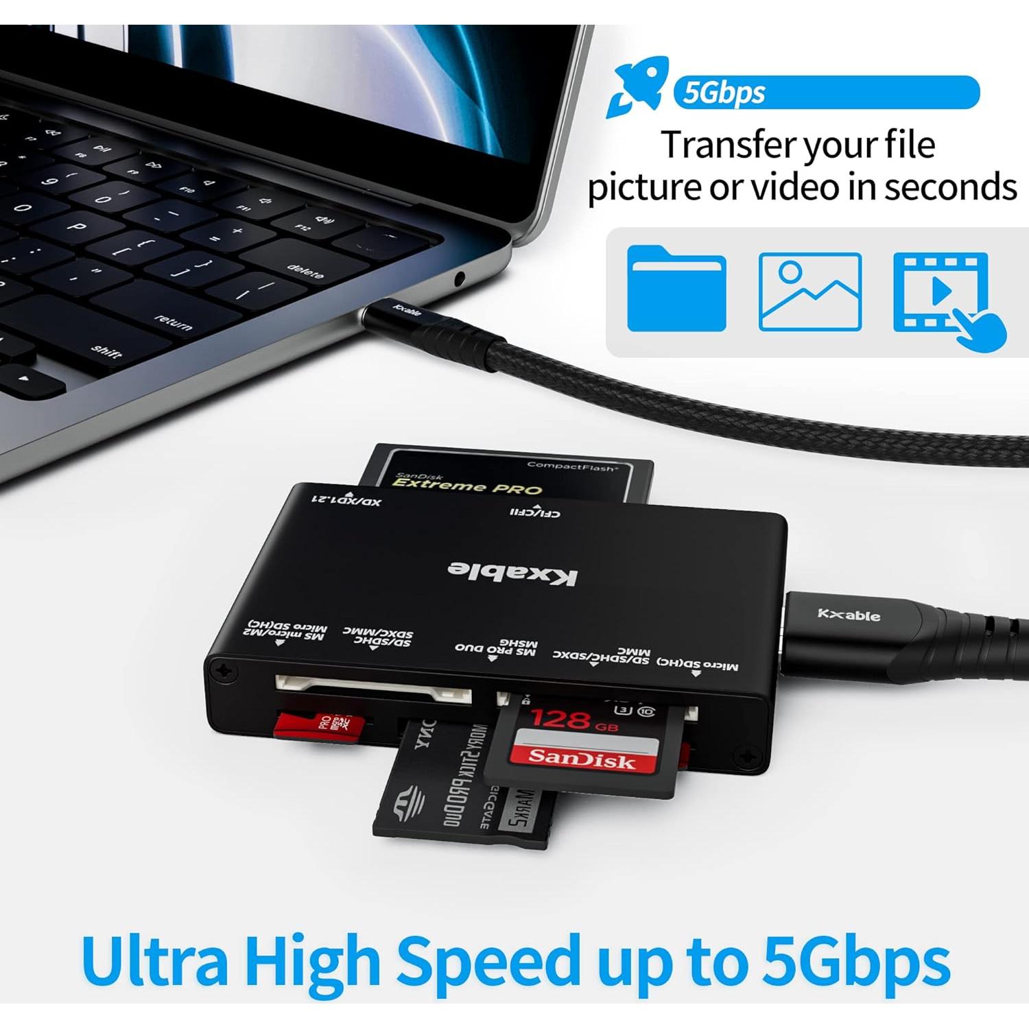 Lector de Tarjetas SD 7 en 1 Kxable USB 3.0 5Gbps Negro