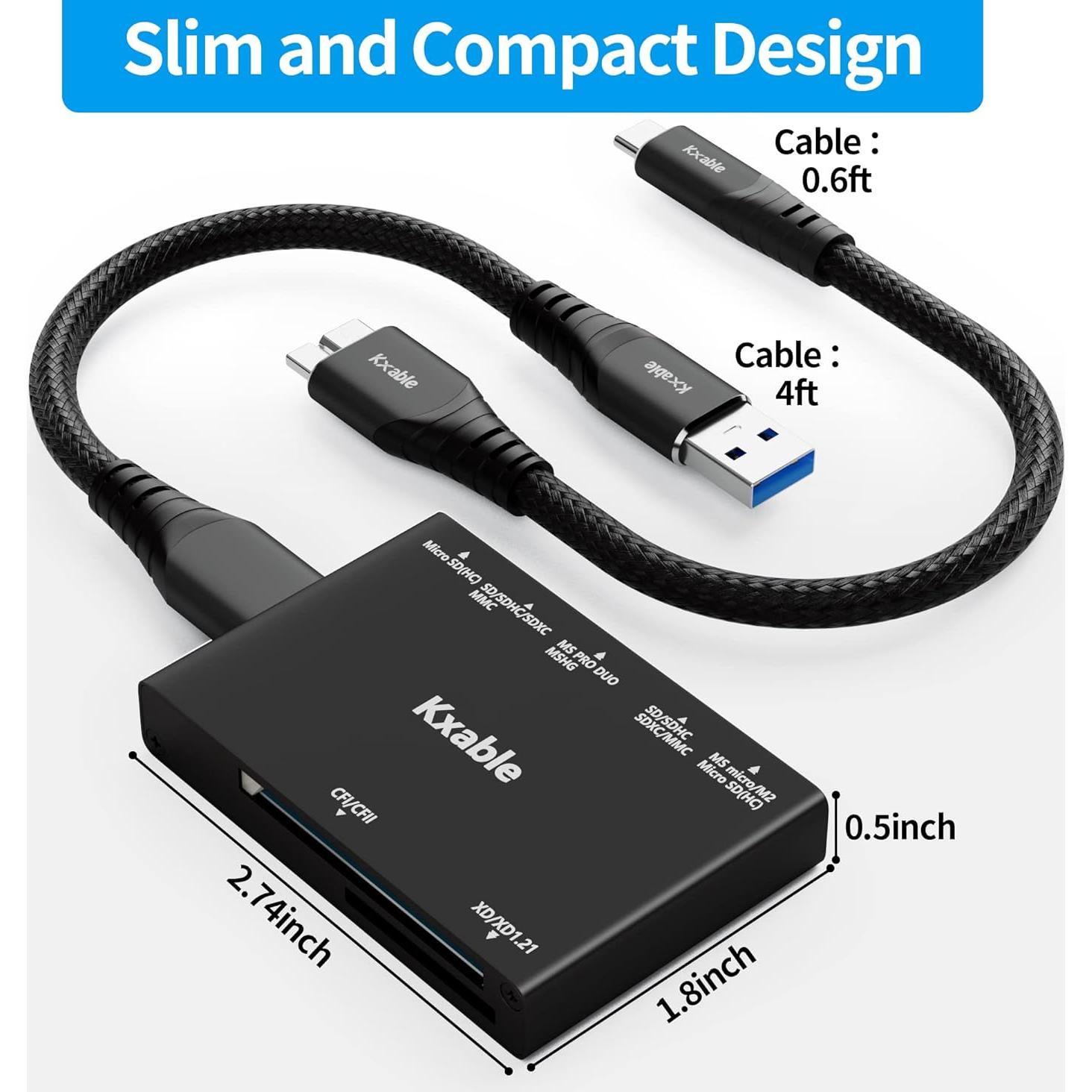 Lector de Tarjetas SD 7 en 1 Kxable USB 3.0 5Gbps Negro