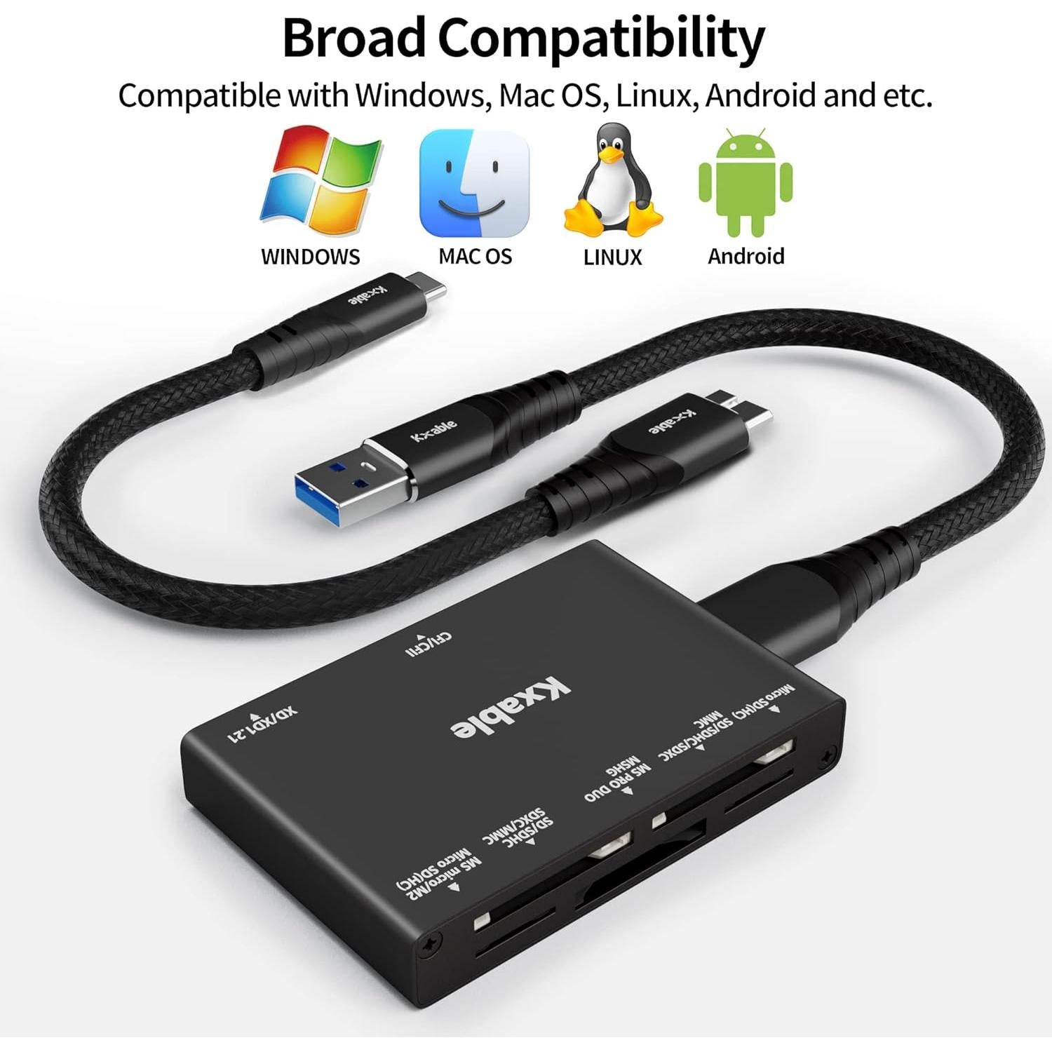 Lector de Tarjetas SD 7 en 1 Kxable USB 3.0 5Gbps Negro