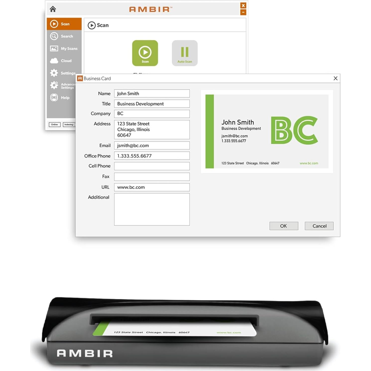 Escáner de tarjetas Ambir PS667 con software ABBYY