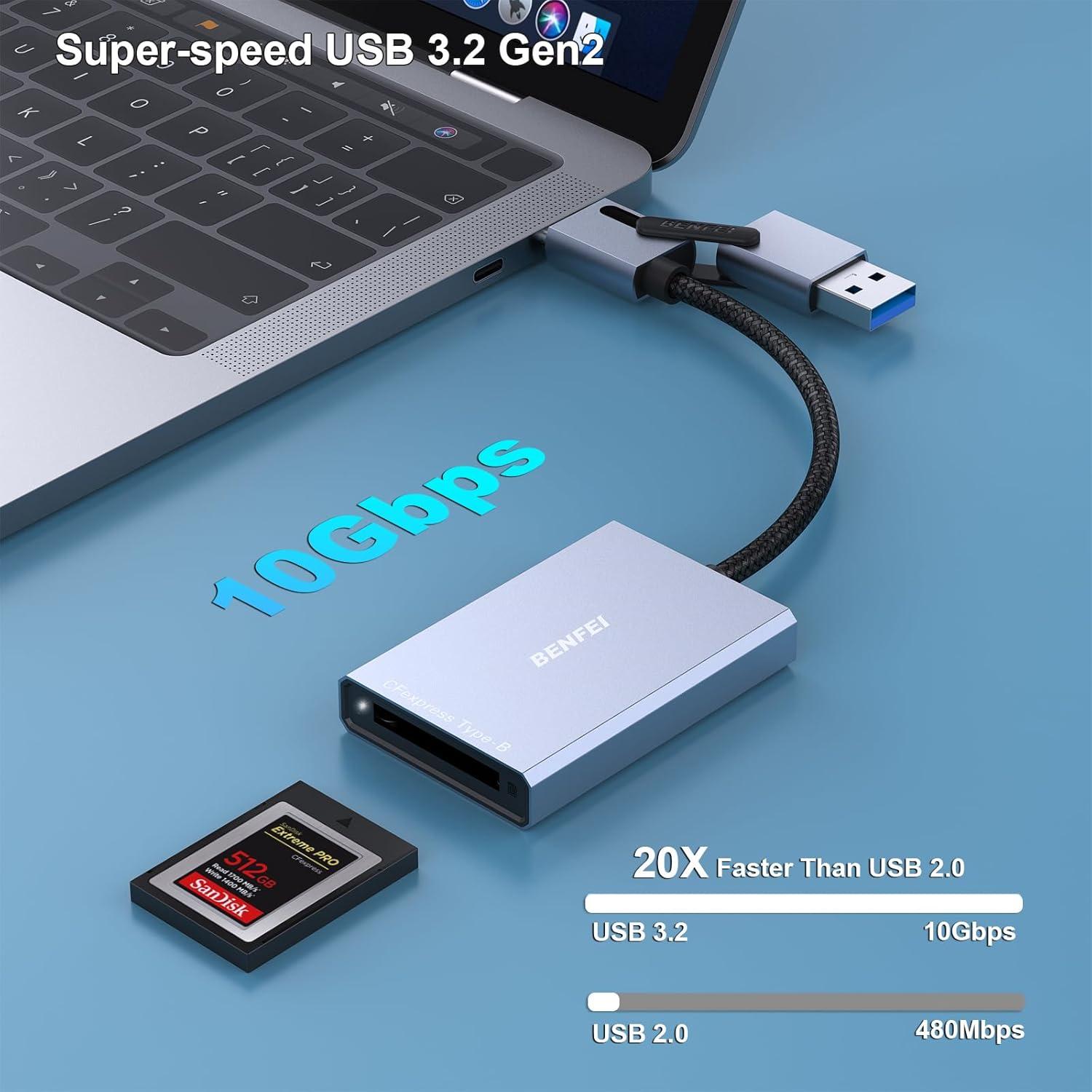 Lector de Tarjetas CFexpress Tipo B BENFEI USB 3.2 10Gbps