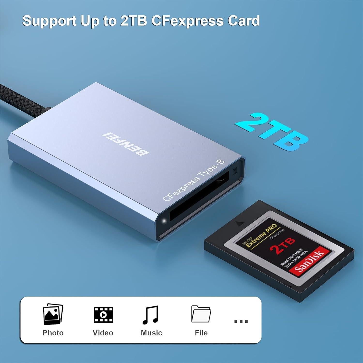 Lector de Tarjetas CFexpress Tipo B BENFEI USB 3.2 10Gbps