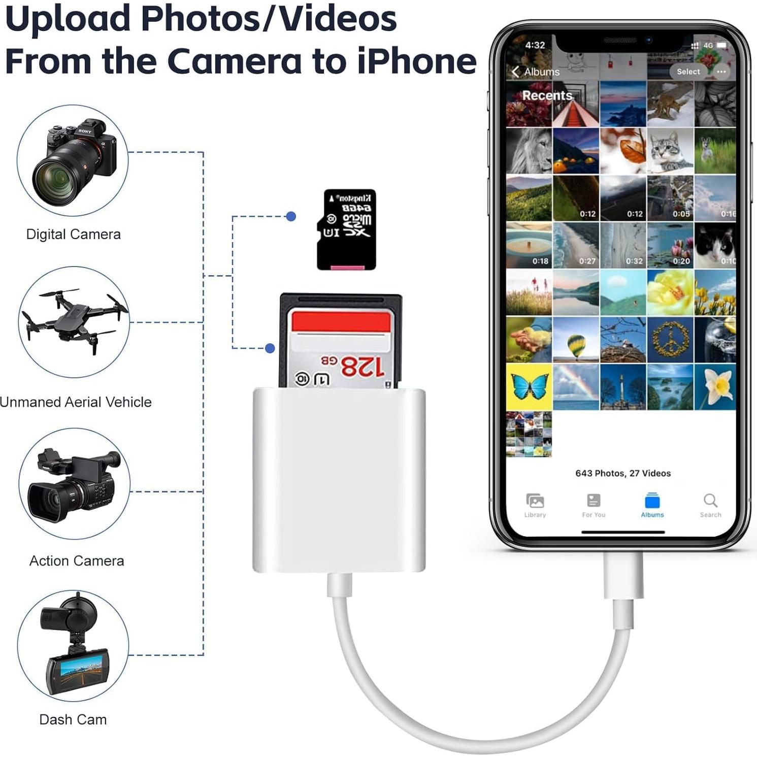 Lector de Tarjetas SD GOLDYIPE para iPhone y iPad - 2 en 1